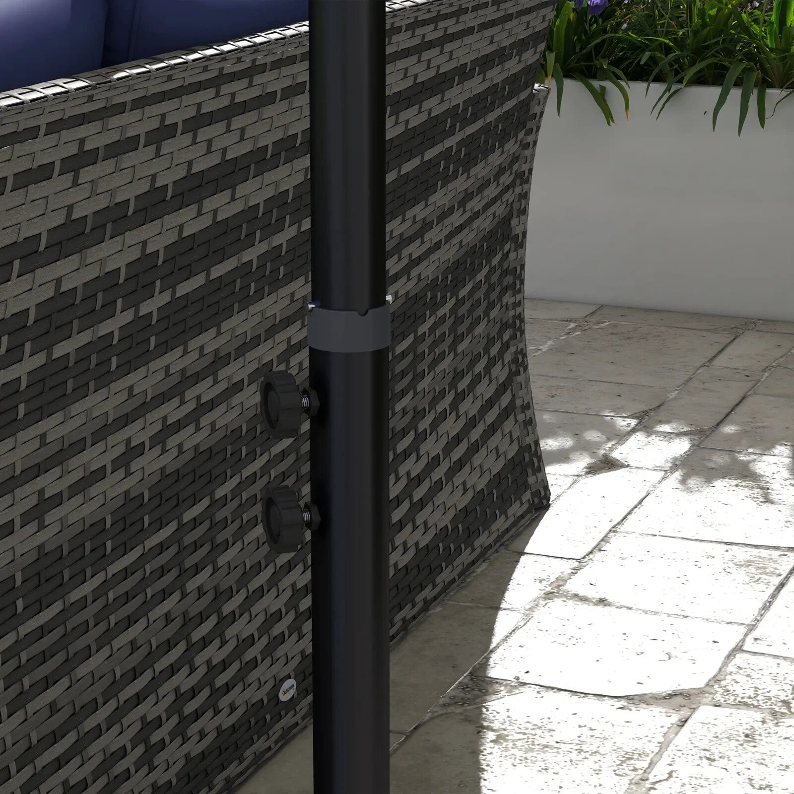 3x2m Cantilever Parasol w/ Crank Handle Cross Base Rectangular Hanging Umbrella - Home and Garden Furniture Shop - rustic - furniture