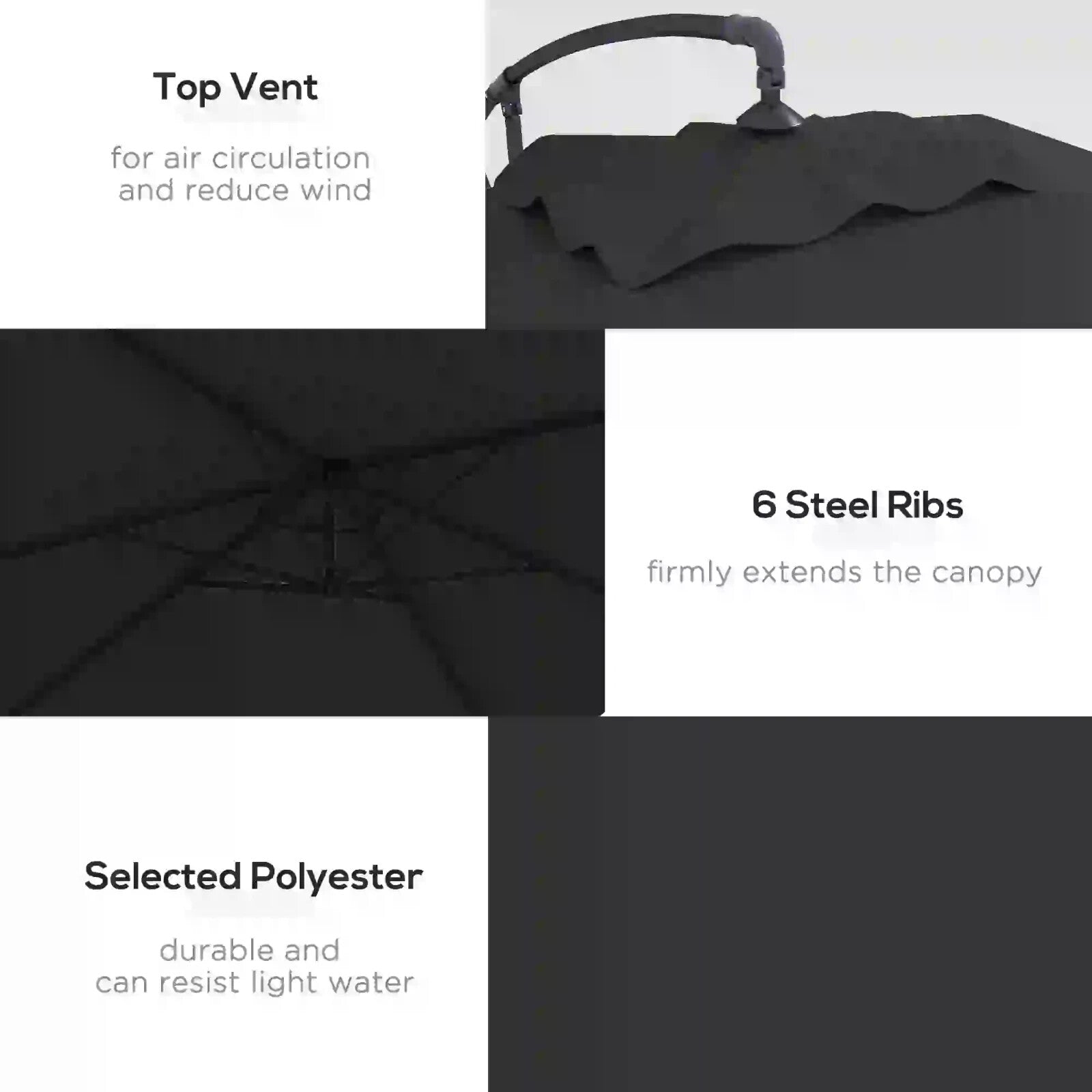 3x2m Cantilever Parasol w/ Crank Handle Cross Base Rectangular Hanging Umbrella - Home and Garden Furniture Shop - rustic - furniture