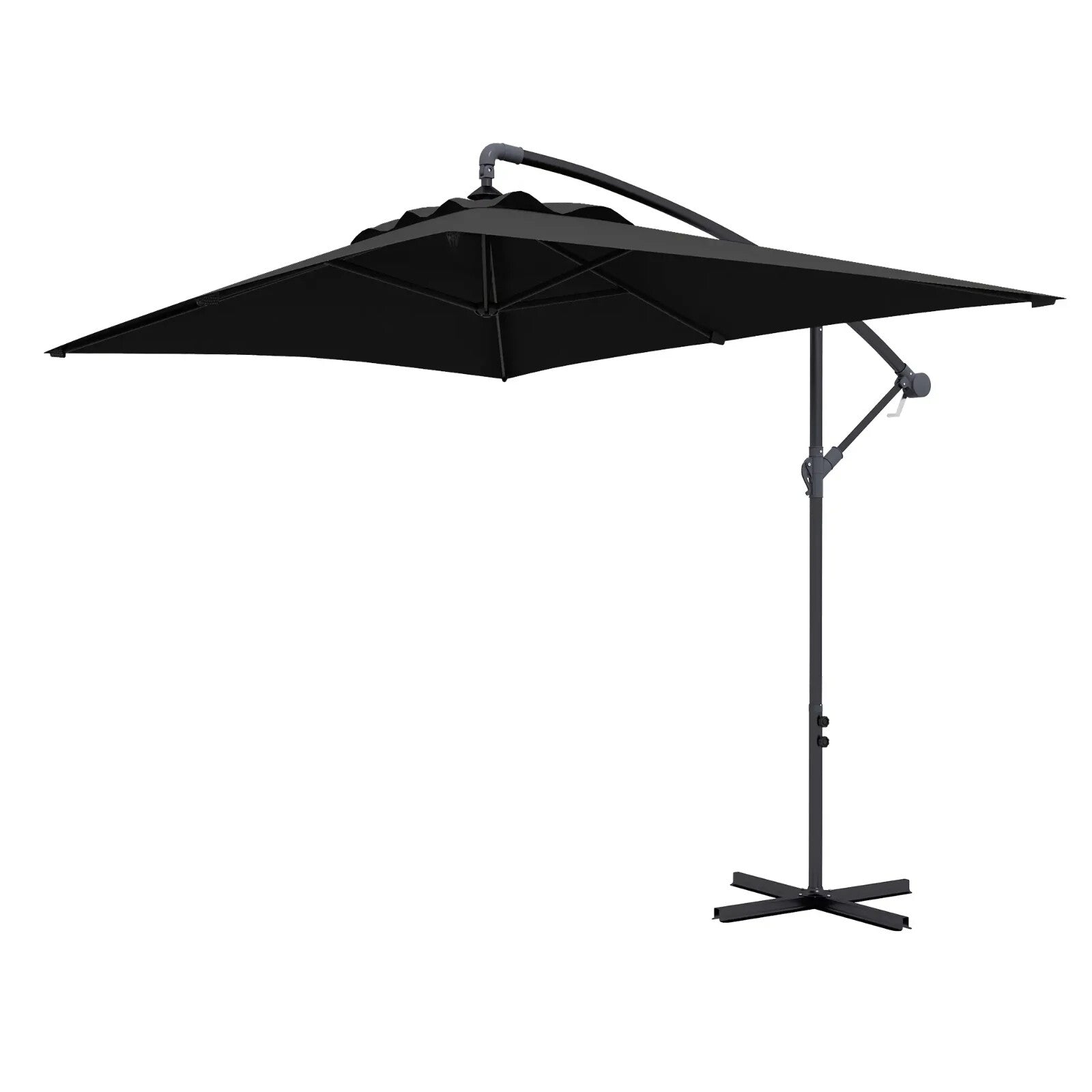 3x2m Cantilever Parasol w/ Crank Handle Cross Base Rectangular Hanging Umbrella - Home and Garden Furniture Shop - rustic - furniture