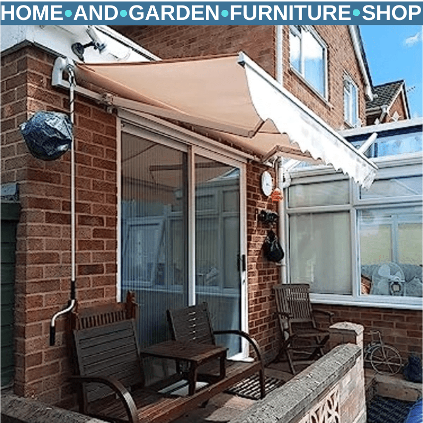 3x2m Manual Retractable Awning Canopy Sun Shade Shelter for Patio or Garden Use - Home and Garden Furniture Shop - rustic - furniture
