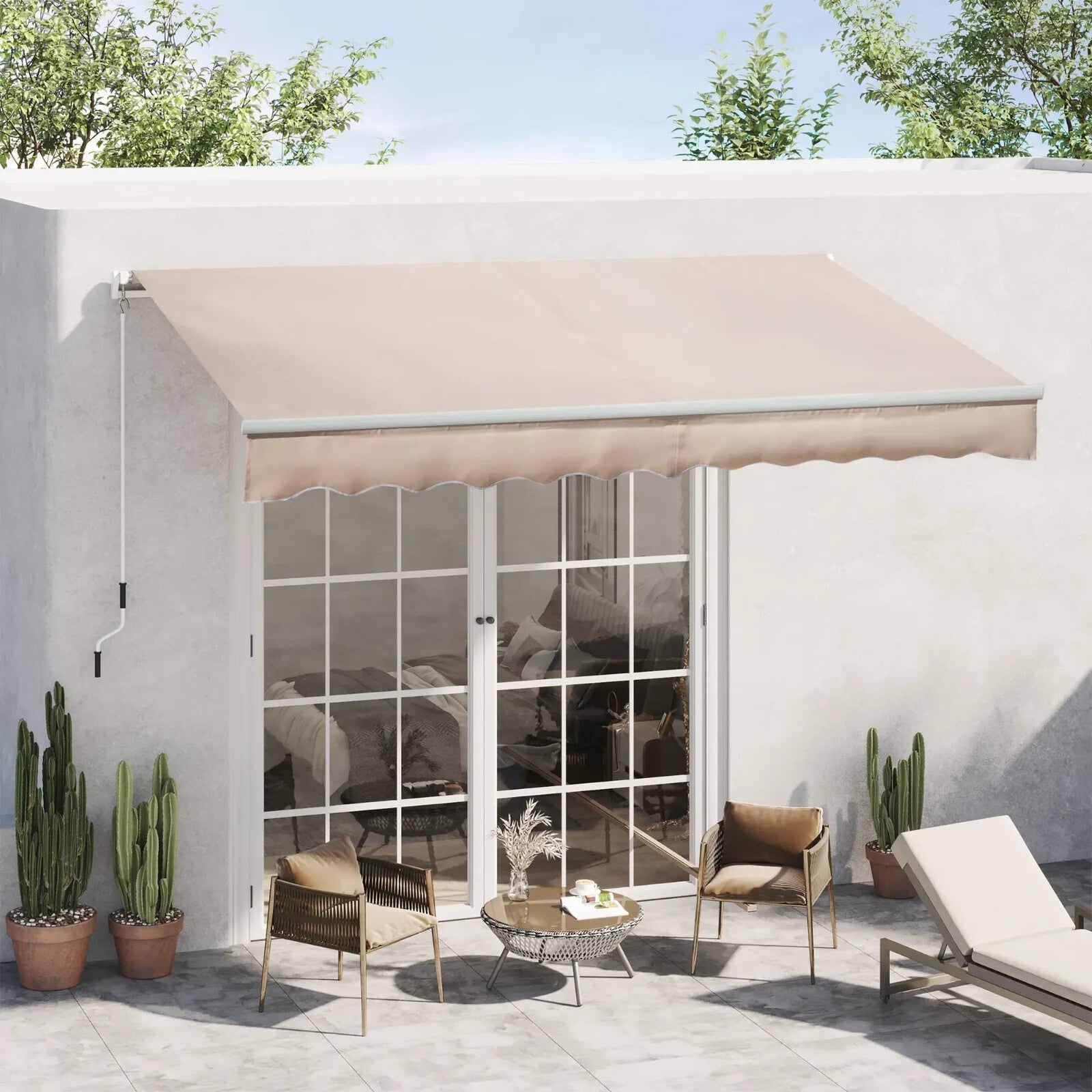 3x2m Manual Retractable Awning Canopy Sun Shade Shelter for Patio or Garden Use - Home and Garden Furniture Shop - rustic - furniture