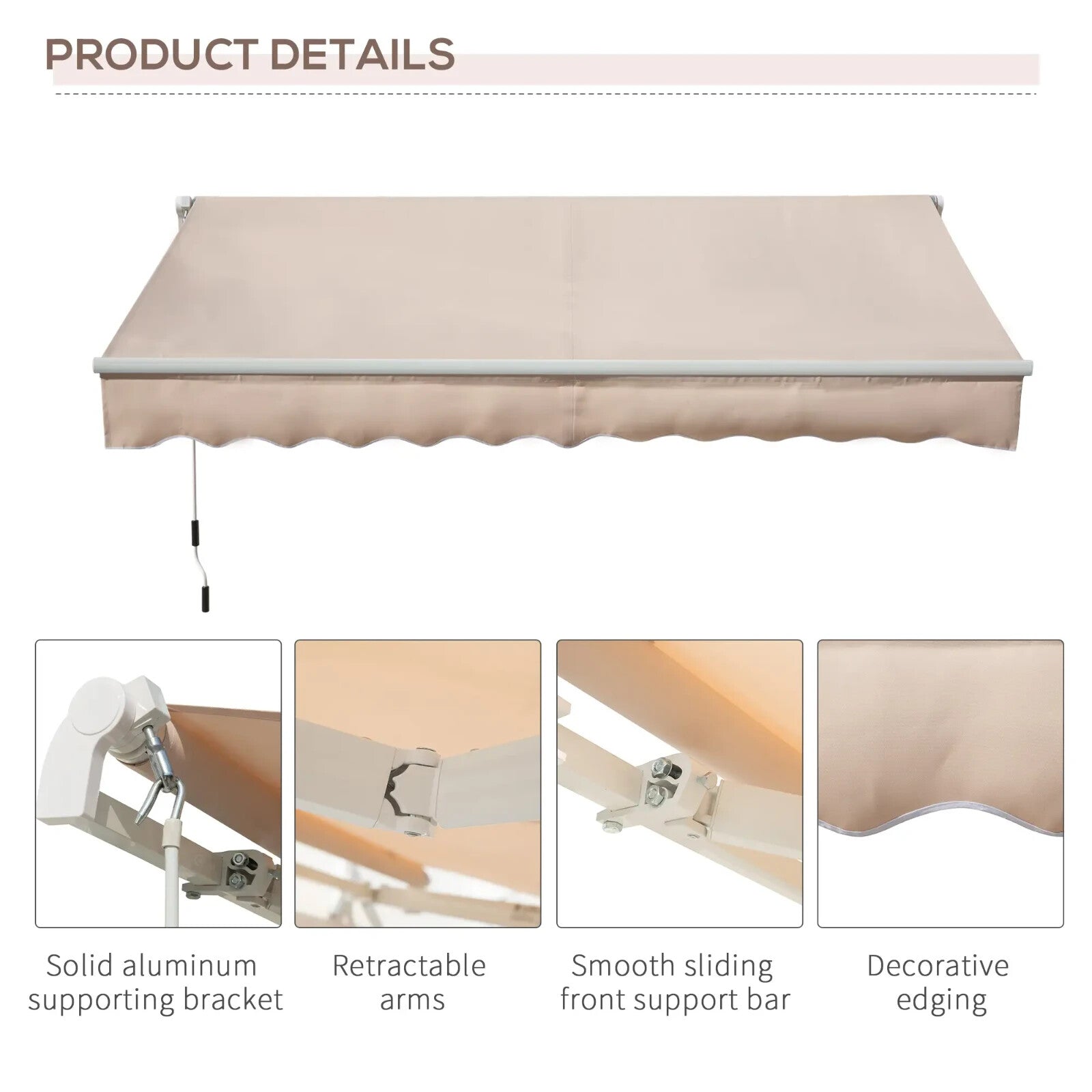 3x2m Manual Retractable Awning Canopy Sun Shade Shelter for Patio or Garden Use - Home and Garden Furniture Shop - rustic - furniture