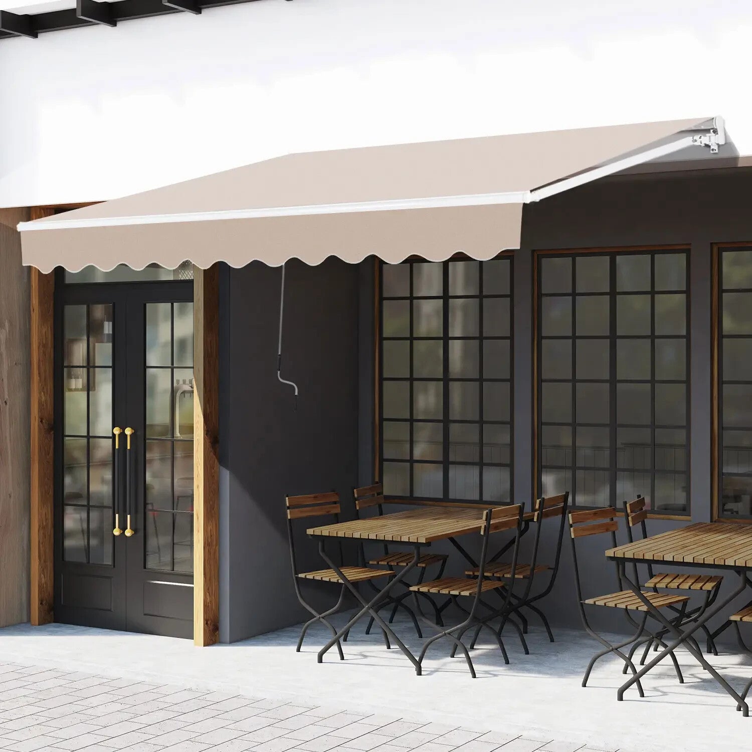 3x2m Manual Retractable Awning Canopy Sun Shade Shelter for Patio or Garden Use - Home and Garden Furniture Shop - rustic - furniture