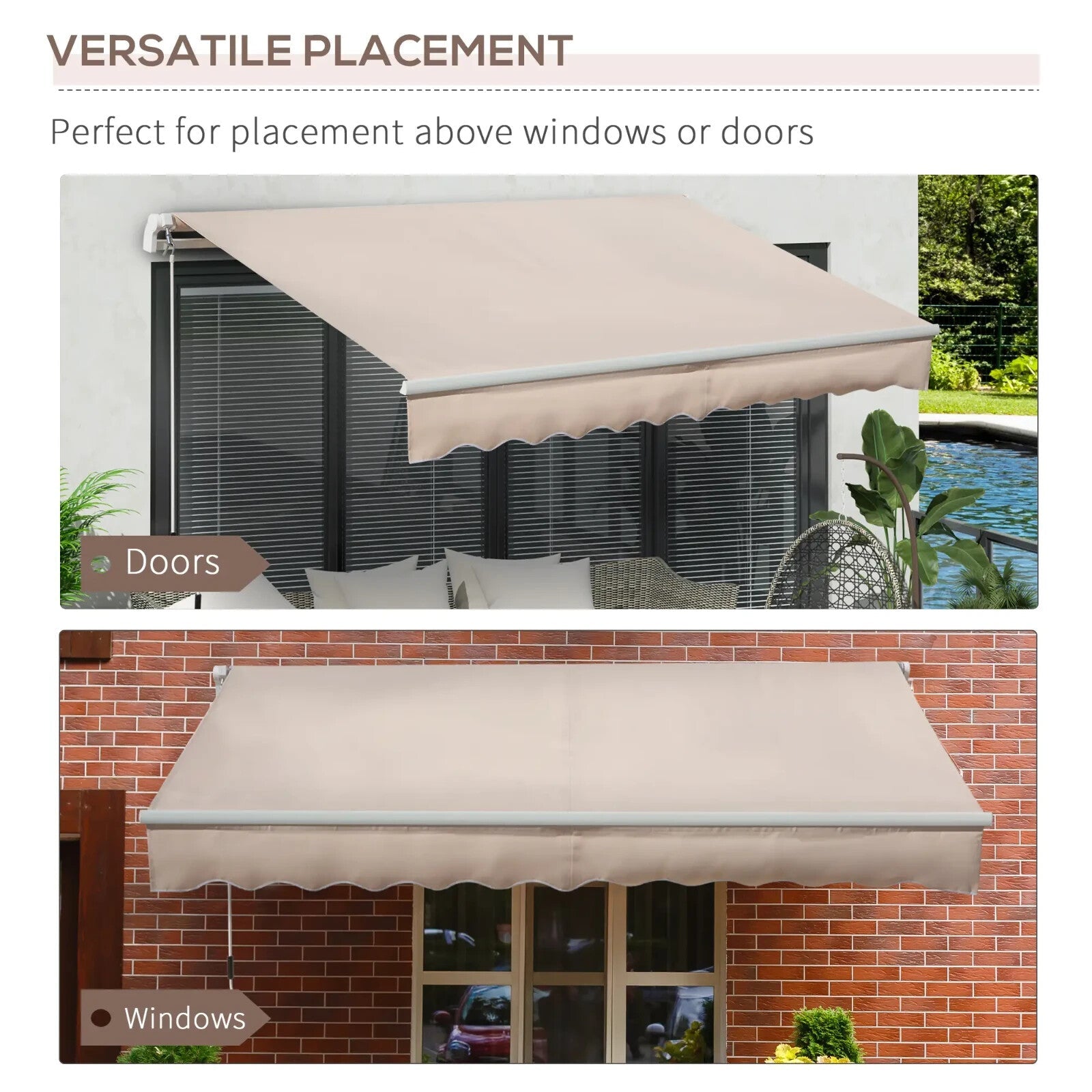 3x2m Manual Retractable Awning Canopy Sun Shade Shelter for Patio or Garden Use - Home and Garden Furniture Shop - rustic - furniture
