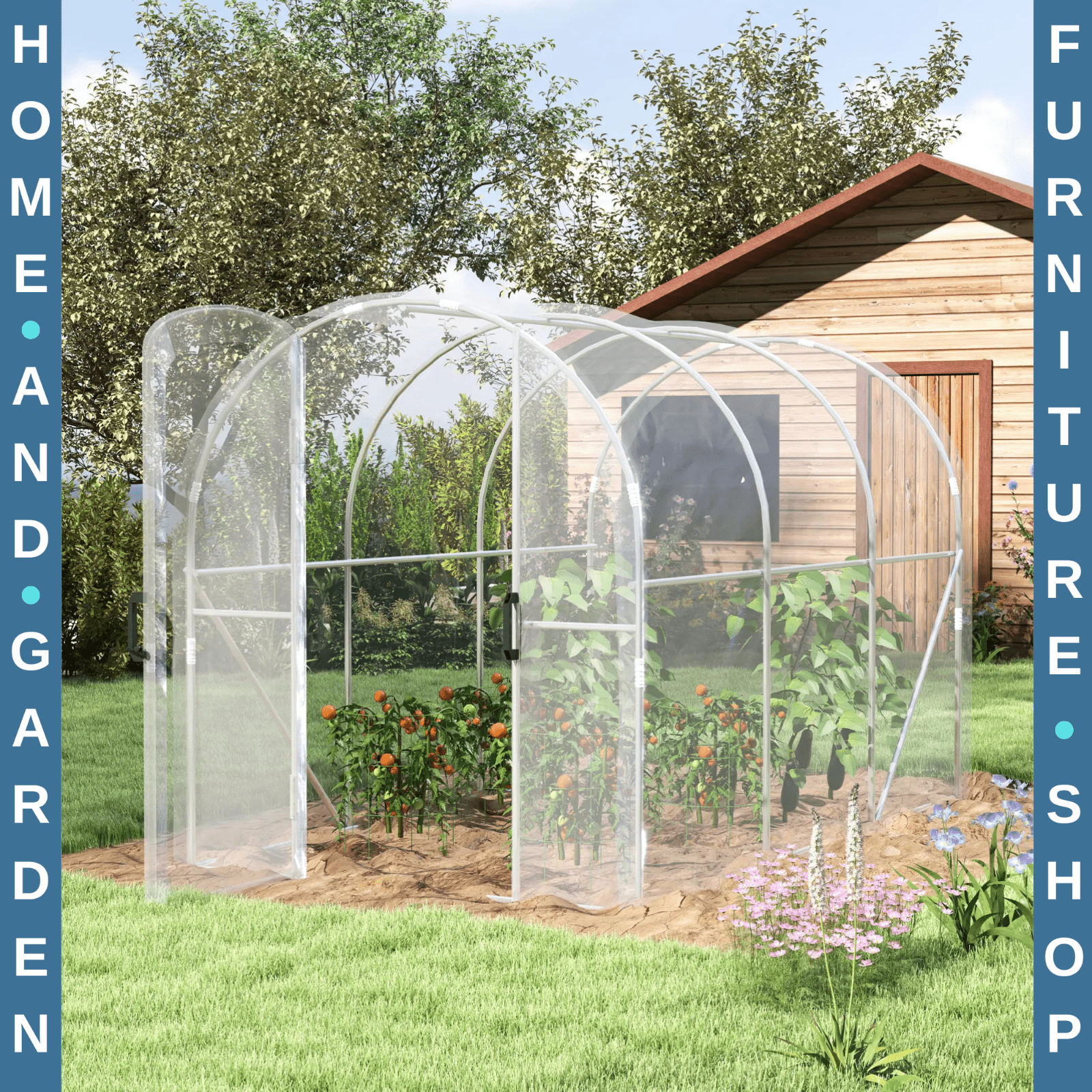 3x2x2m Walk In Polytunnel Greenhouse with PE Cover and Steel Frame Grow House - Home and Garden Furniture Shop - rustic - furniture