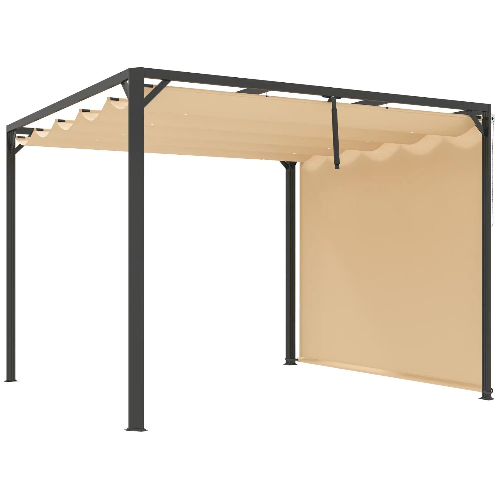3x3 m Garden Pergola with Retractable Roof Canopy & Roller Shade Aluminium Frame - Home and Garden Furniture Shop - rustic - furniture
