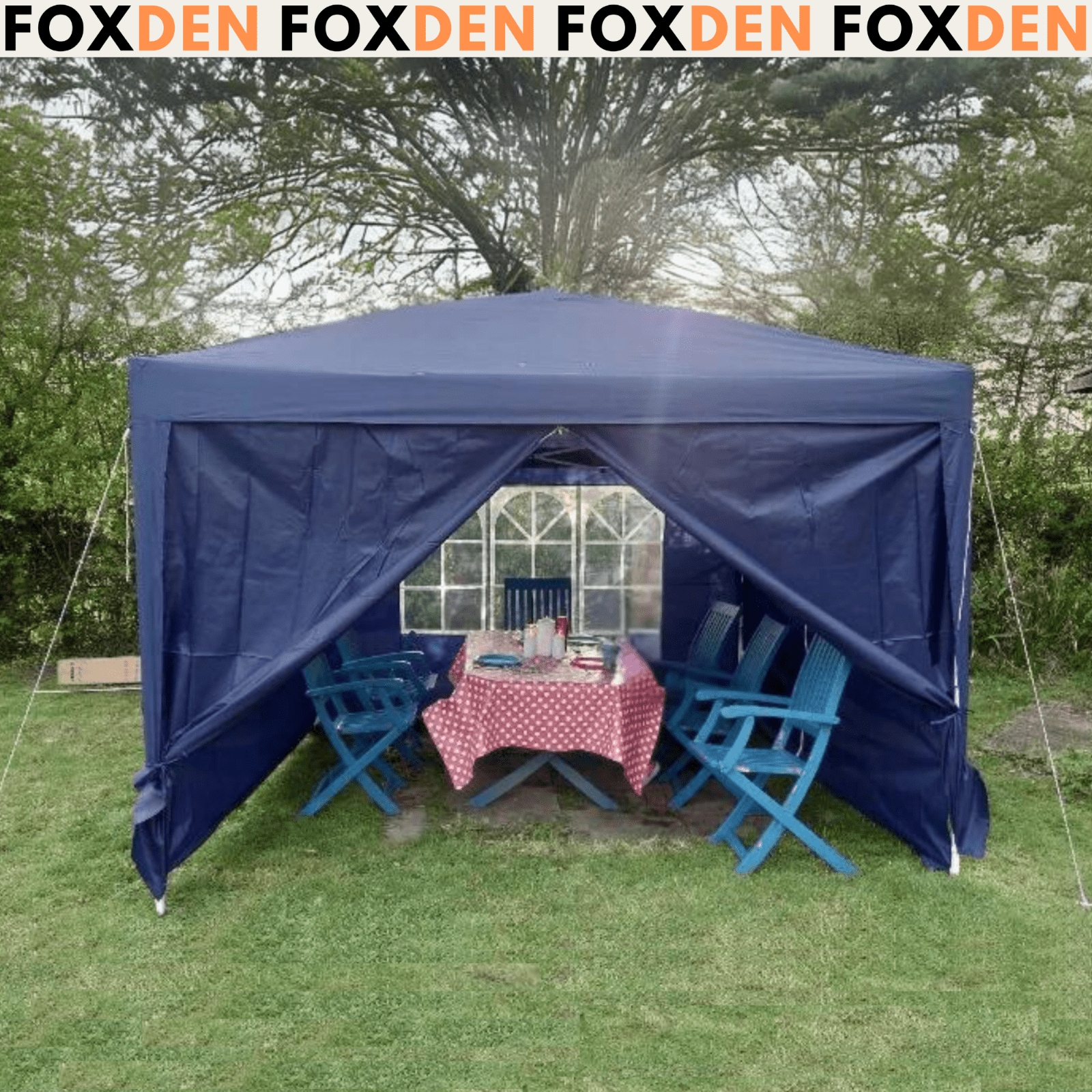 3x3 m Pop Up Garden Gazebo with Sides Party Tent Canopy Marquee Hot Tub Roof Bag - Home and Garden Furniture Shop - rustic - furniture