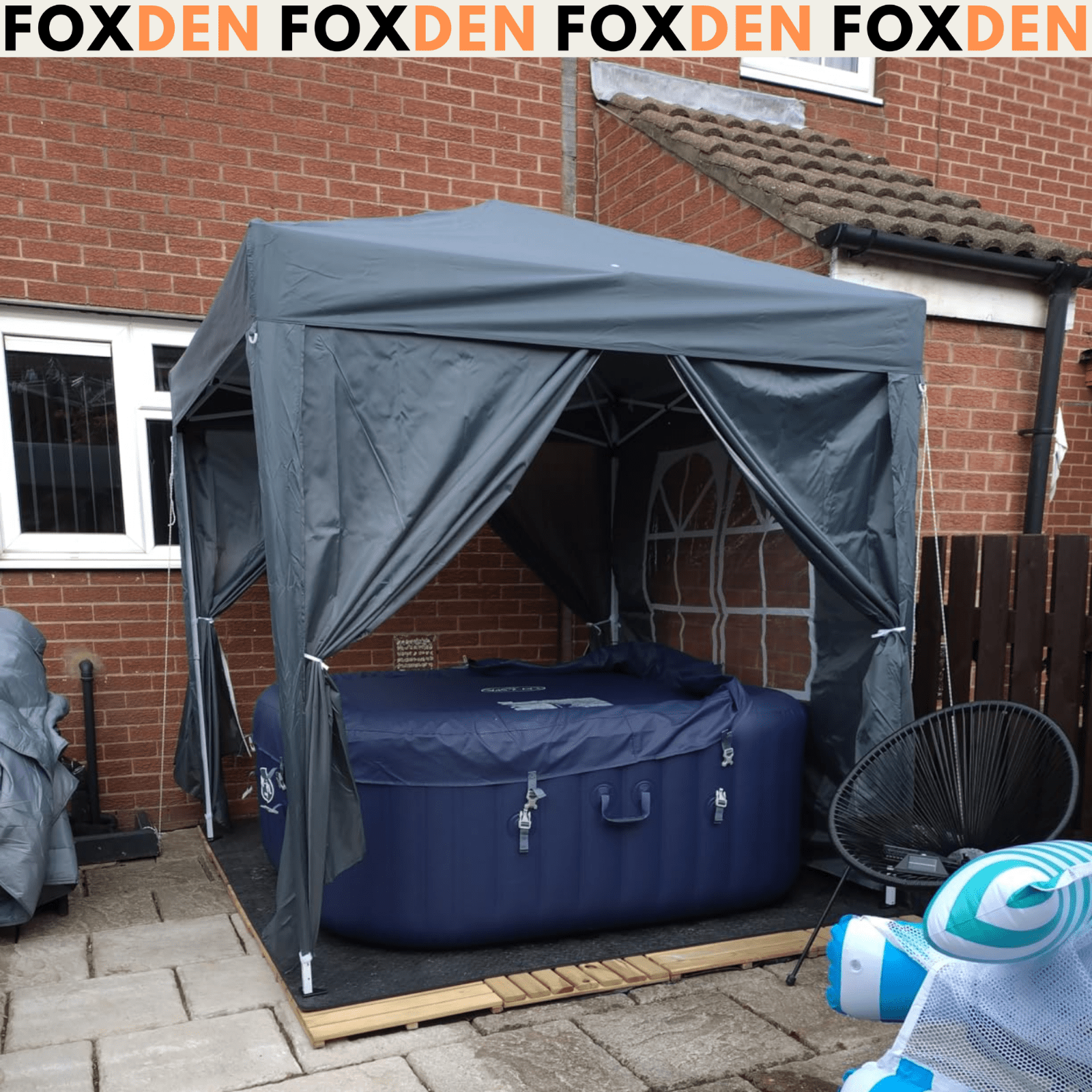 3x3 m Pop Up Garden Gazebo with Sides Party Tent Canopy Marquee Hot Tub Roof Bag - Home and Garden Furniture Shop - rustic - furniture