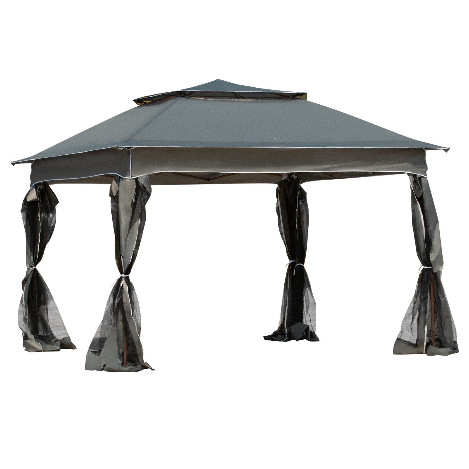 3x3 m Pop Up Gazebo w/ Netting Carry Bag Double Roof Garden Tent Outdoor Shelter - Home and Garden Furniture Shop - rustic - furniture