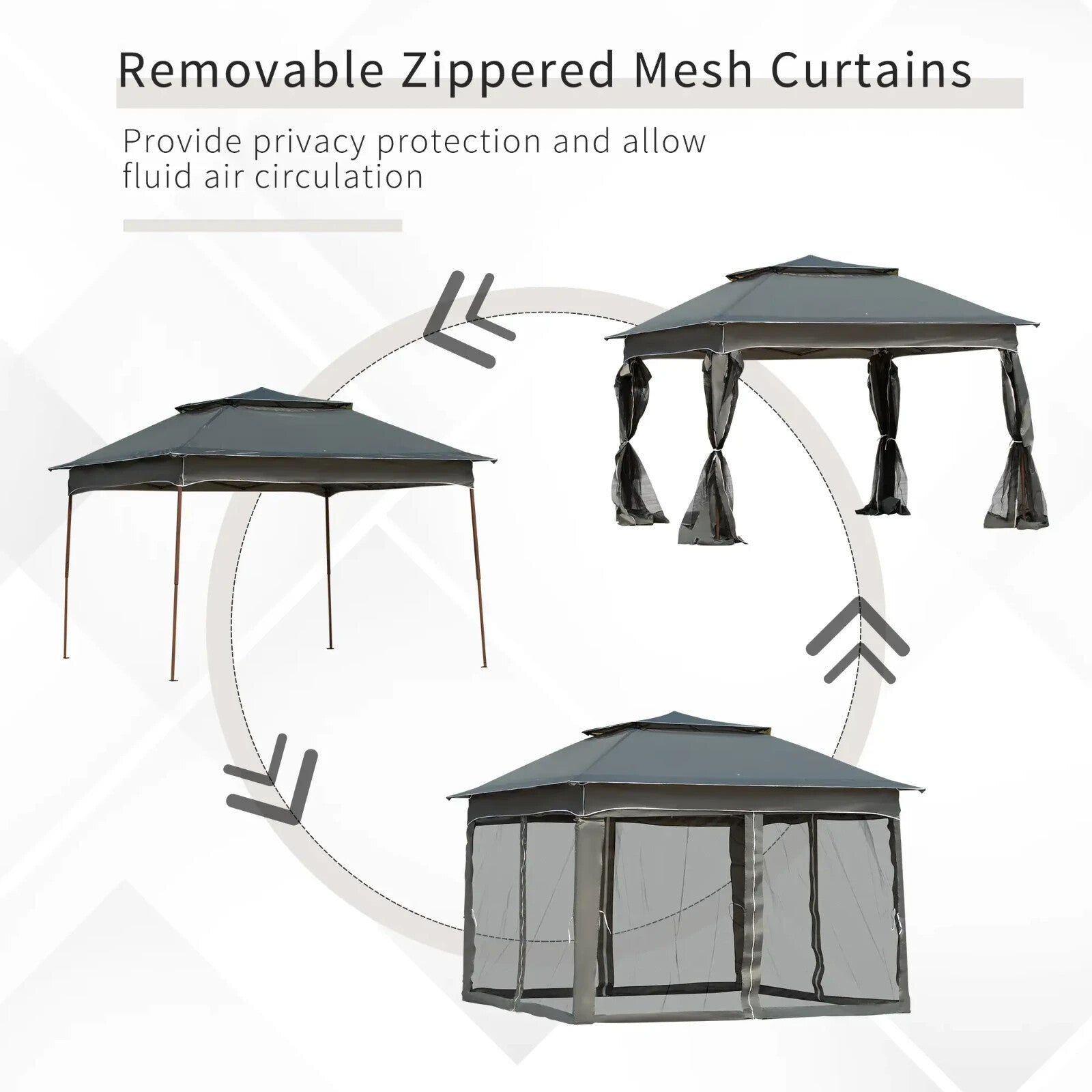 3x3 m Pop Up Gazebo w/ Netting Carry Bag Double Roof Garden Tent Outdoor Shelter - Home and Garden Furniture Shop - rustic - furniture