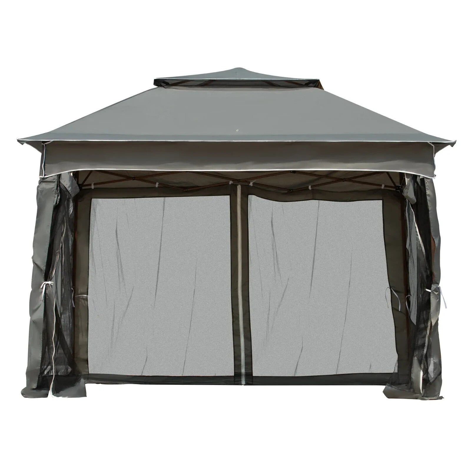 3x3 m Pop Up Gazebo w/ Netting Carry Bag Double Roof Garden Tent Outdoor Shelter - Home and Garden Furniture Shop - rustic - furniture
