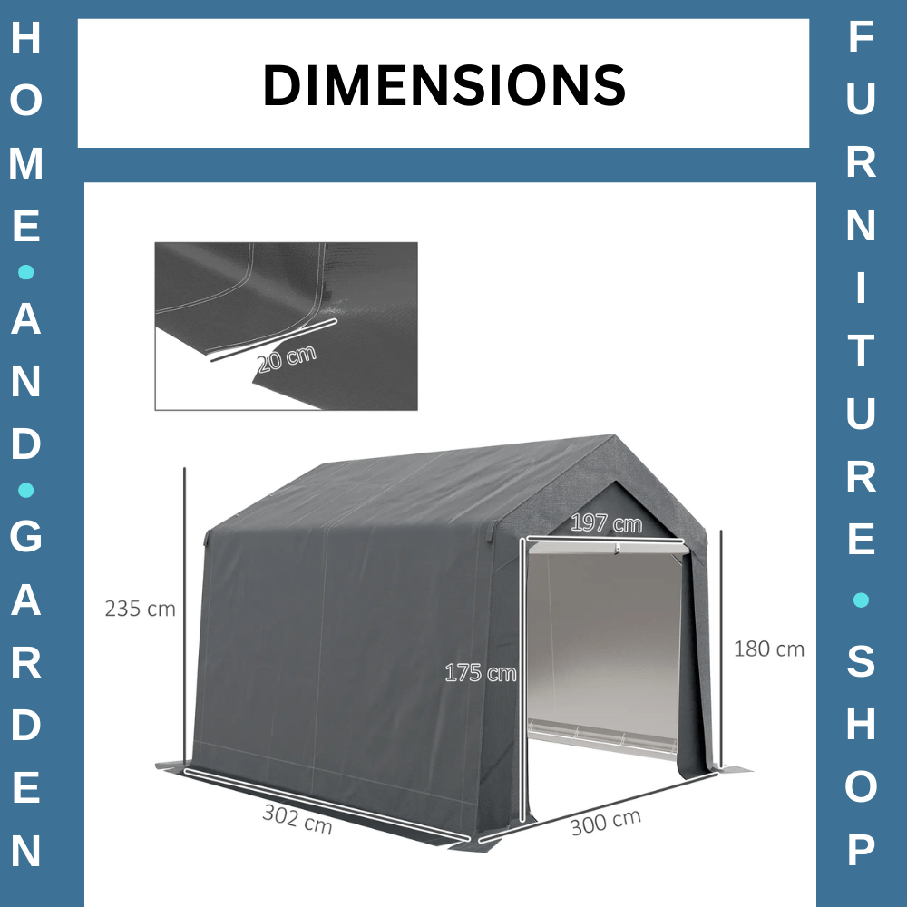 3x3 m Portable Waterproof Shed Garden Storage Tent w/ Vent Window for Bike Tools - Home and Garden Furniture Shop - rustic - furniture