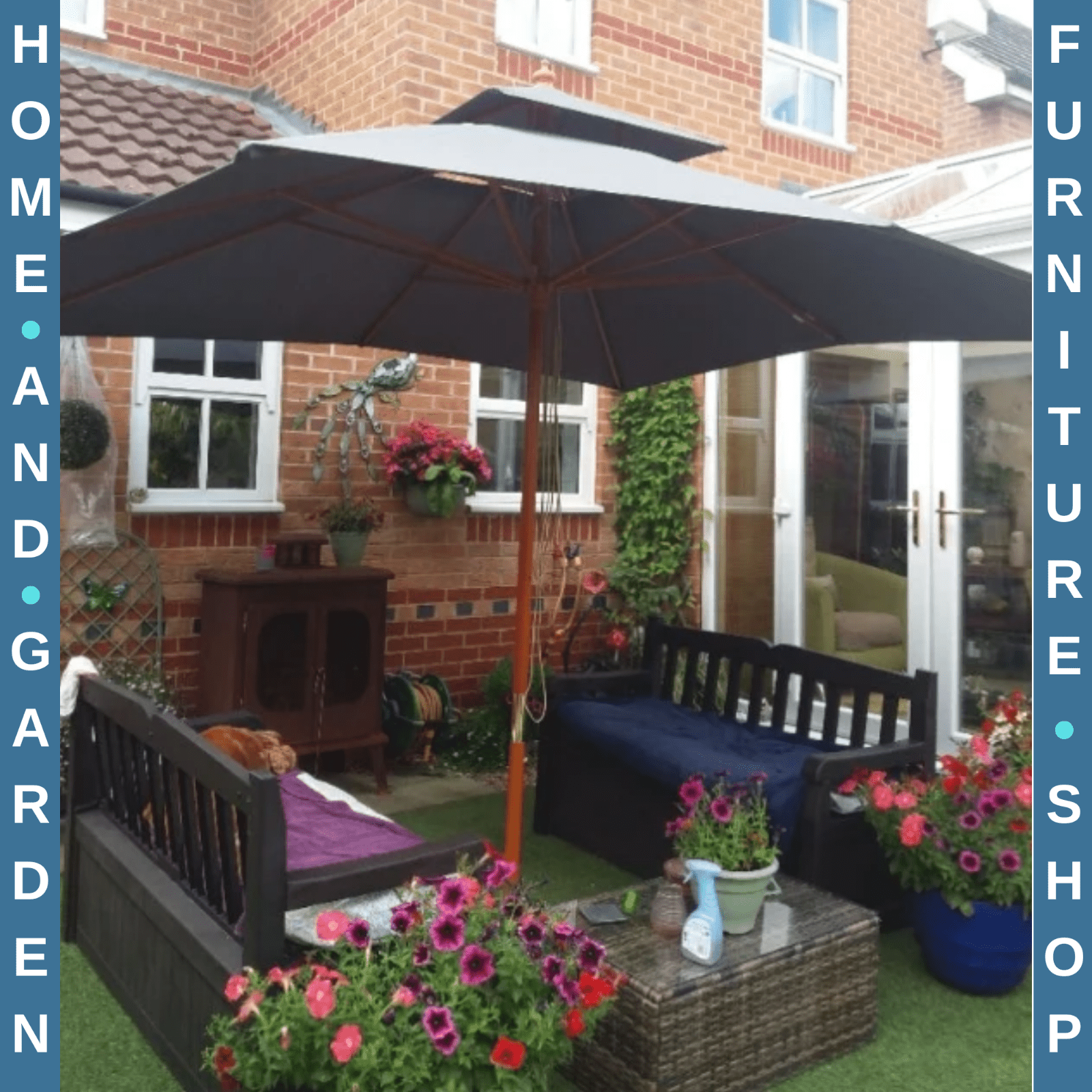 3x3 m Wooden Square Garden Parasol Umbrella Canopy for Patio Sunshade Shelter - Home and Garden Furniture Shop - rustic - furniture