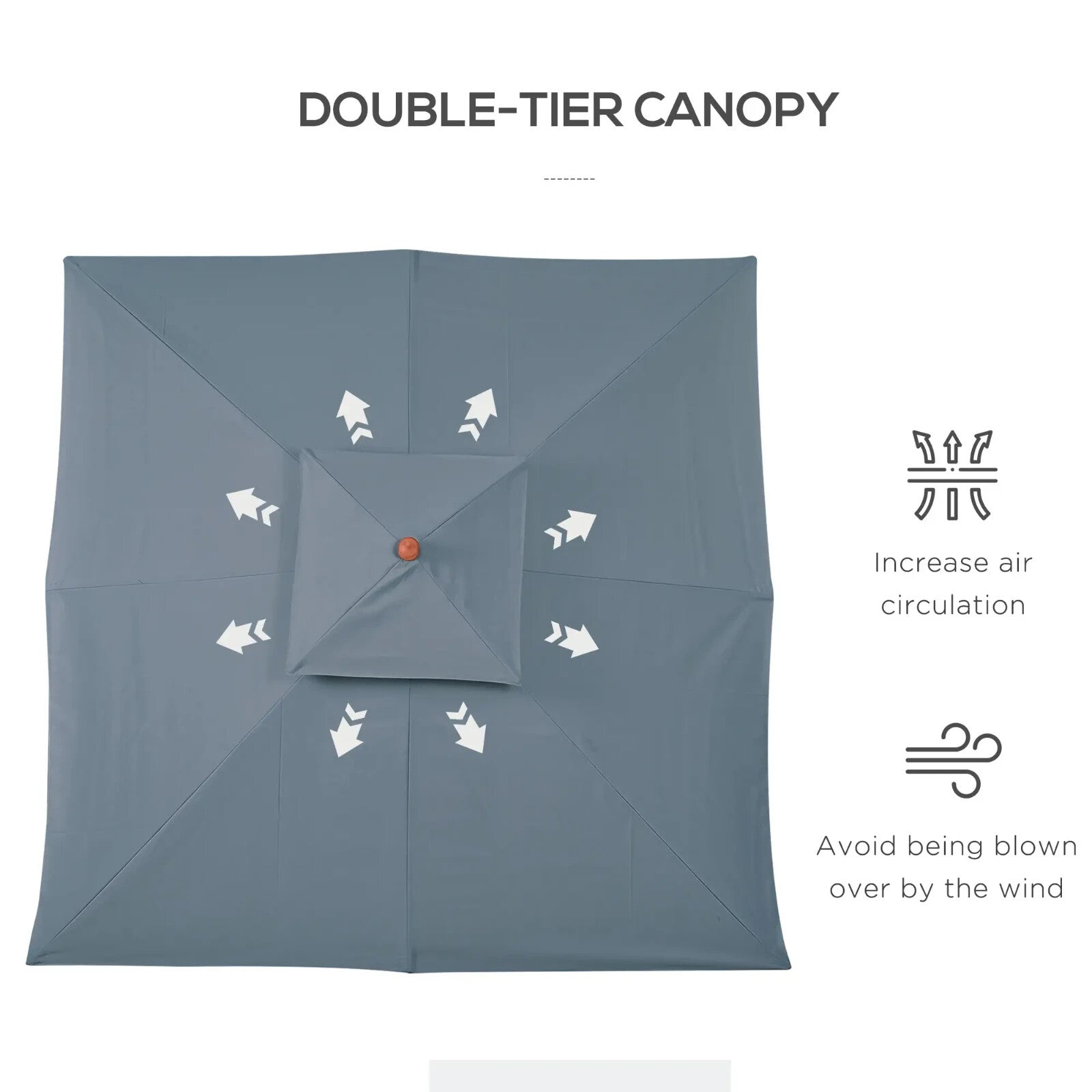 3x3 m Wooden Square Garden Parasol Umbrella Canopy for Patio Sunshade Shelter - Home and Garden Furniture Shop - rustic - furniture