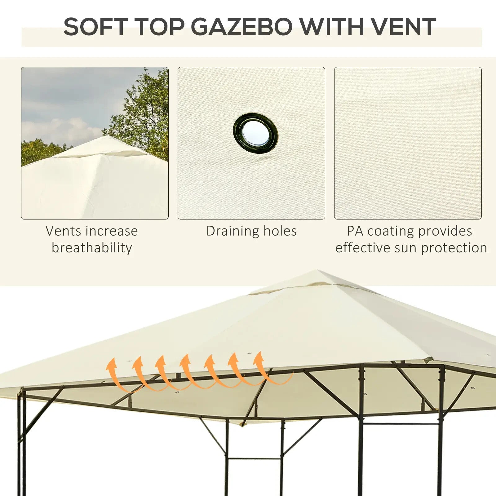 3x3m Garden Gazebo Party Tent Outdoor Pavilion with Canopy Awning Shelter White - Home and Garden Furniture Shop - rustic - furniture