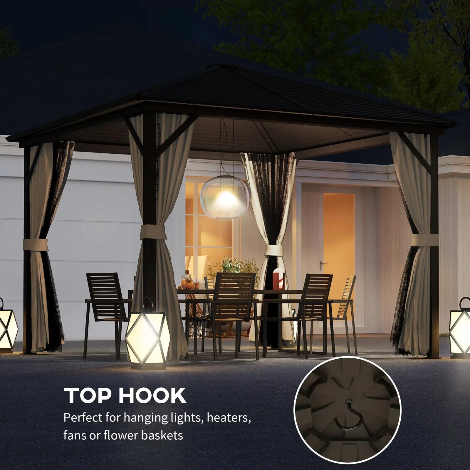 3x3(m) Hardtop Metal Gazebo Outdoor Garden Shelter Heavy Duty Patio Marquee Tent - Home and Garden Furniture Shop - #rustic - furniture#