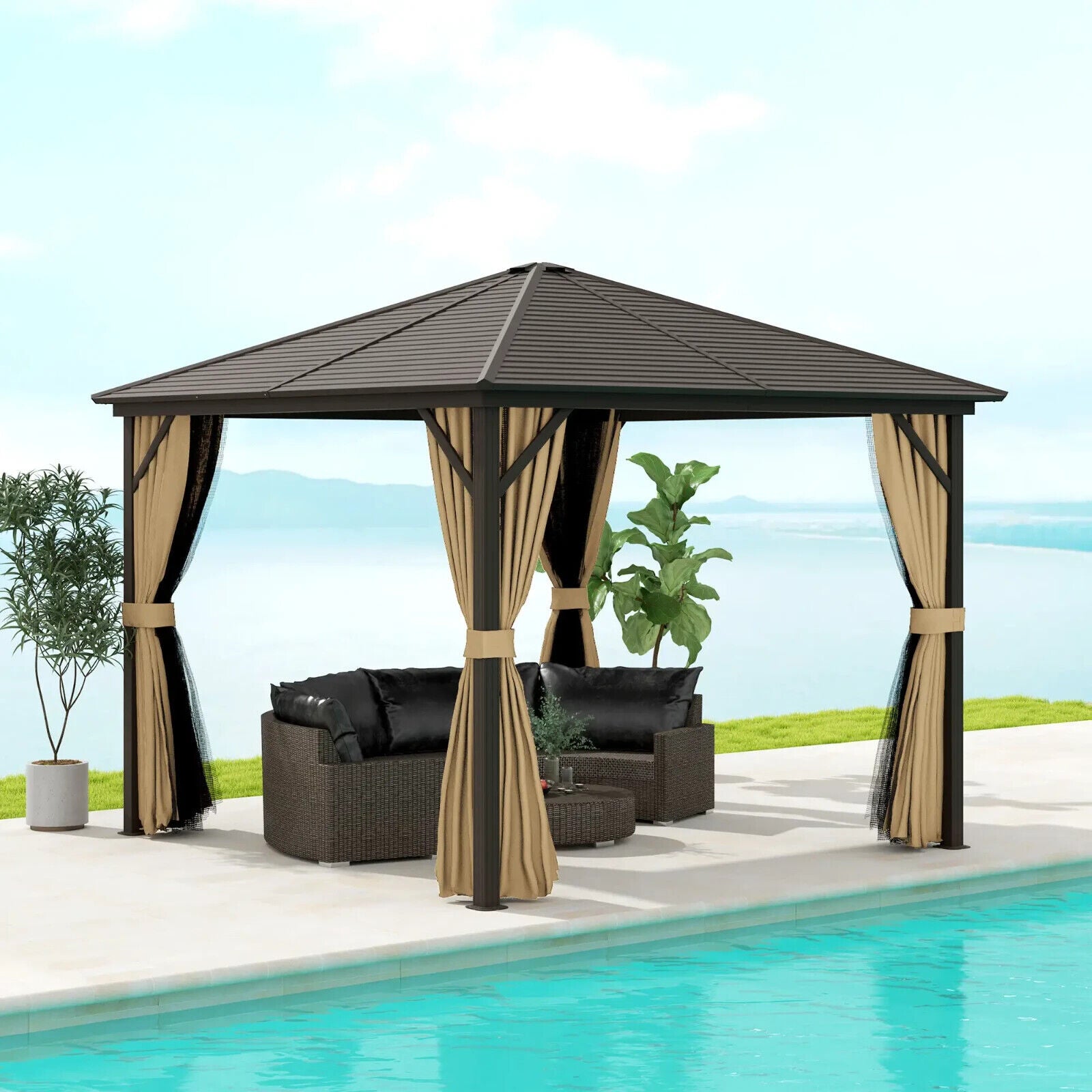 3x3(m) Hardtop Metal Gazebo Outdoor Garden Shelter Heavy Duty Patio Marquee Tent - Home and Garden Furniture Shop - #rustic - furniture#