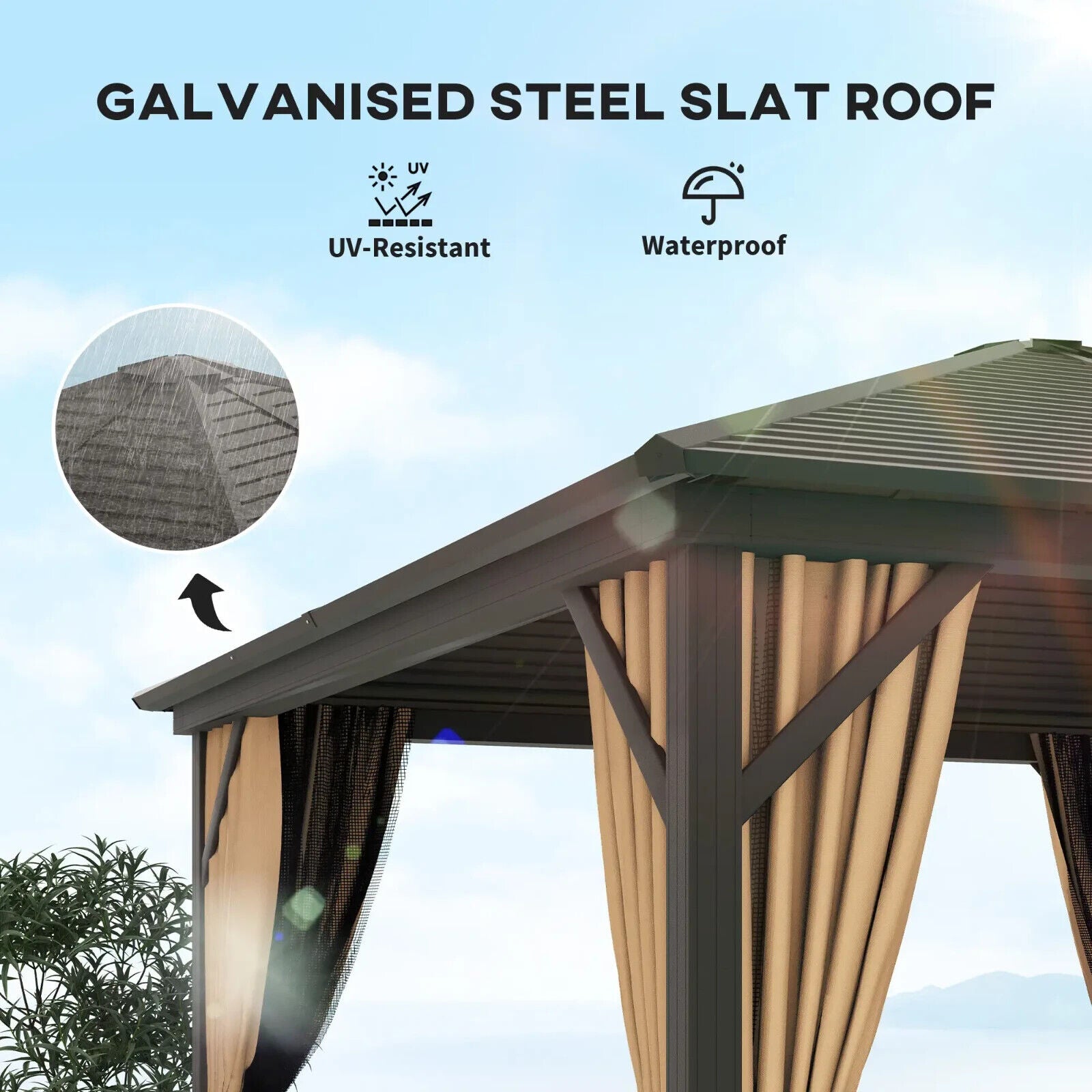 3x3(m) Hardtop Metal Gazebo Outdoor Garden Shelter Heavy Duty Patio Marquee Tent - Home and Garden Furniture Shop - #rustic - furniture#