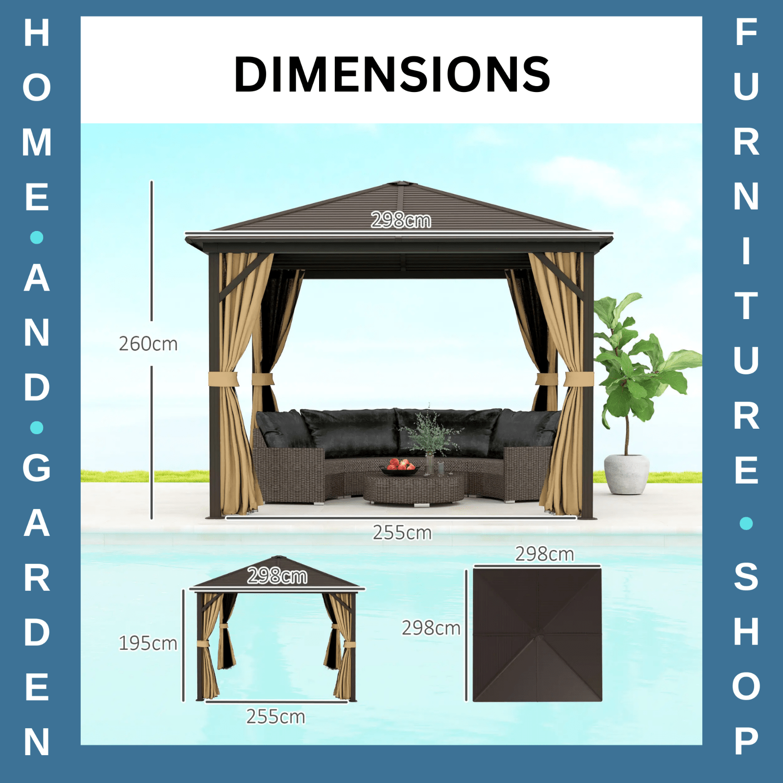 3x3(m) Hardtop Metal Gazebo Outdoor Garden Shelter Heavy Duty Patio Marquee Tent - Home and Garden Furniture Shop - #rustic - furniture#