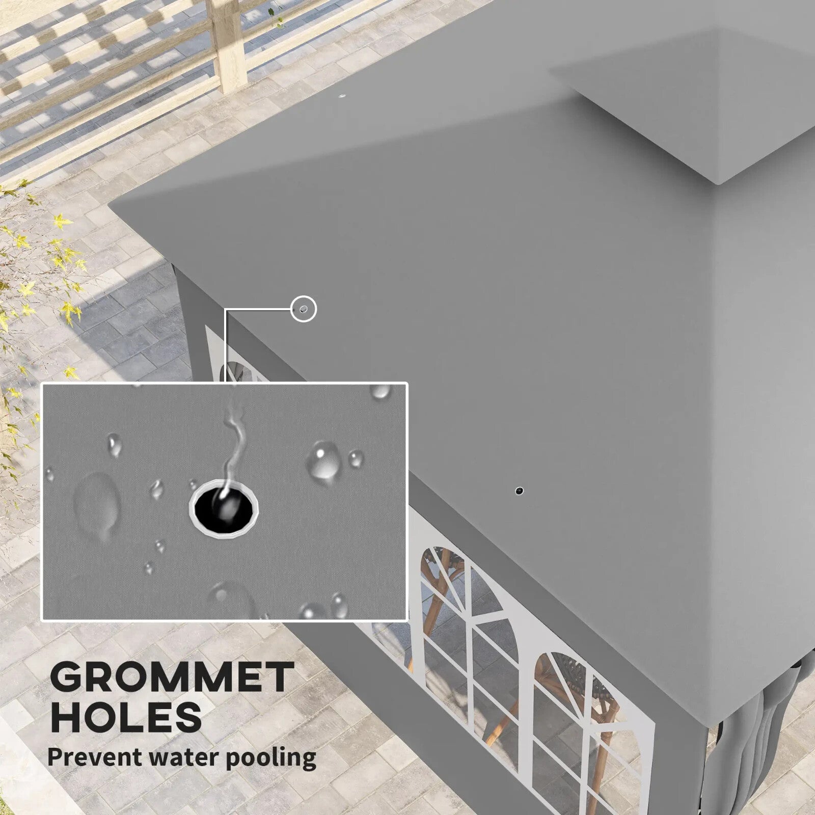 3x3m Metal Garden Gazebo with Double Roof Removable Sidewalls and Church Windows - Home and Garden Furniture Shop - rustic - furniture