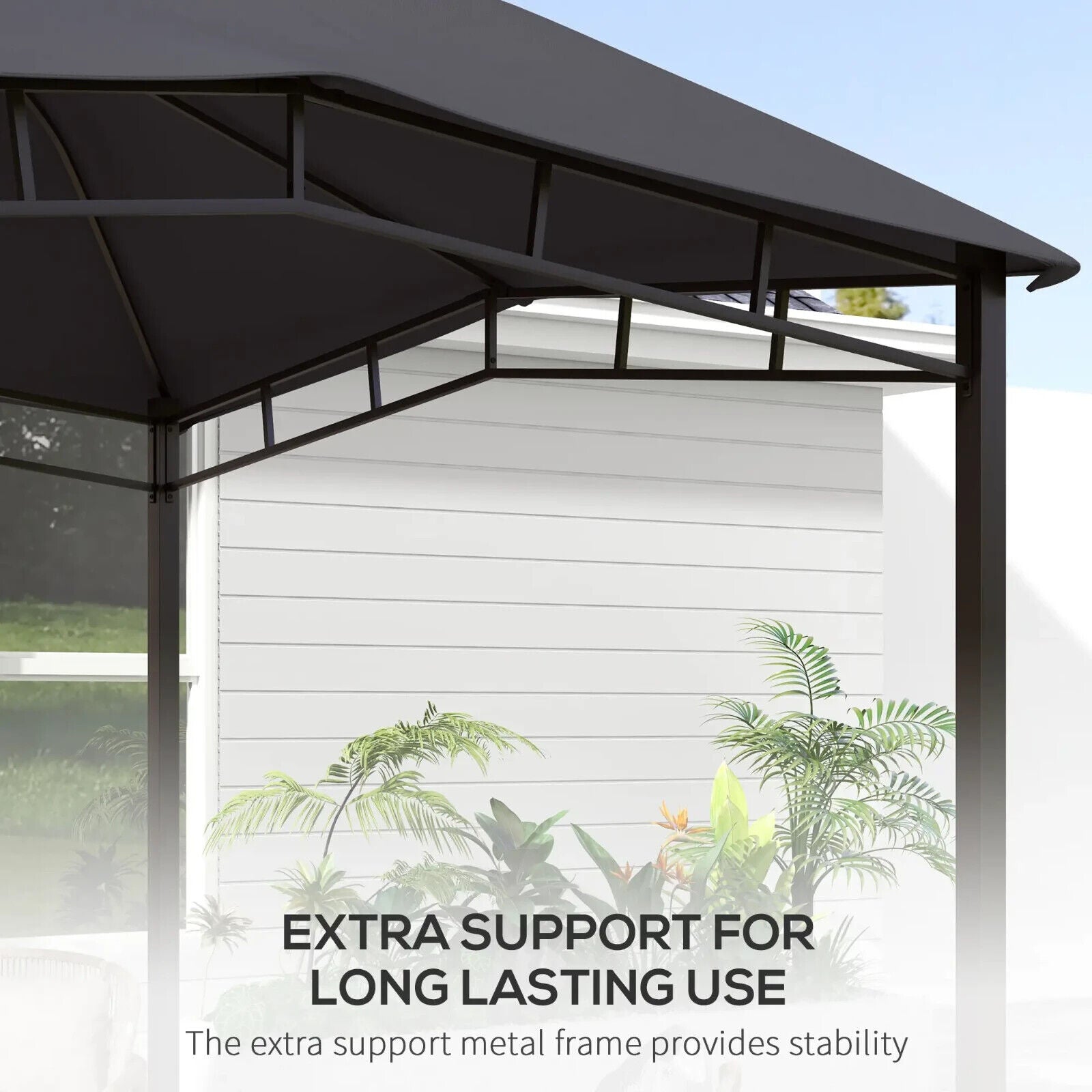 3x3(m) Outdoor Patio Gazebo Metal Garden Pavilion Canopy Tent Steel Frame Grey - Home and Garden Furniture Shop - #rustic - furniture#