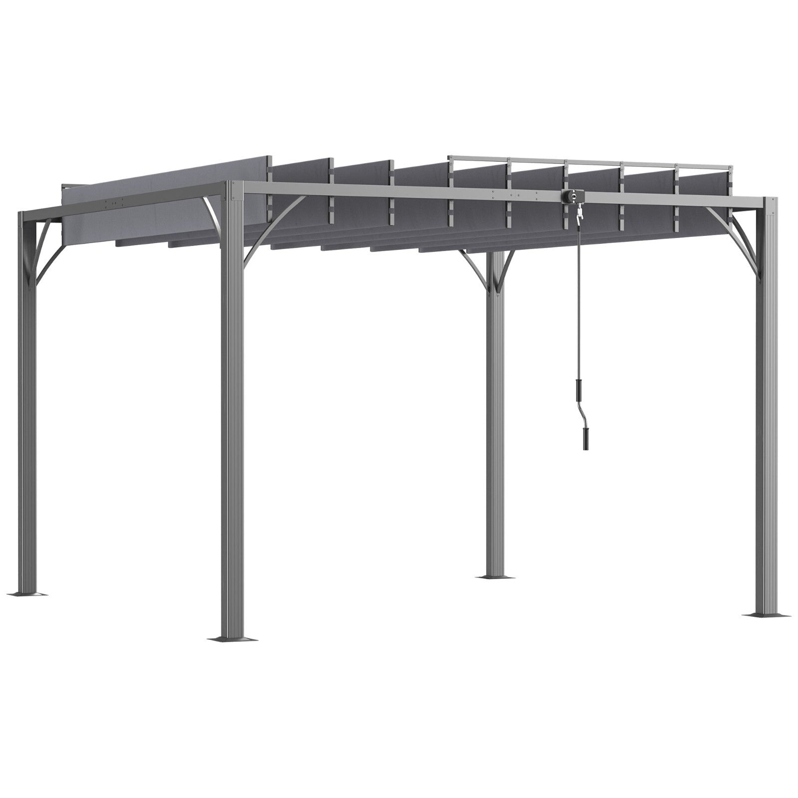3x3m Outdoor Pergola with Retractable Roof Grey Aluminium Patio Gazebo Canopy - Home and Garden Furniture Shop - rustic - furniture