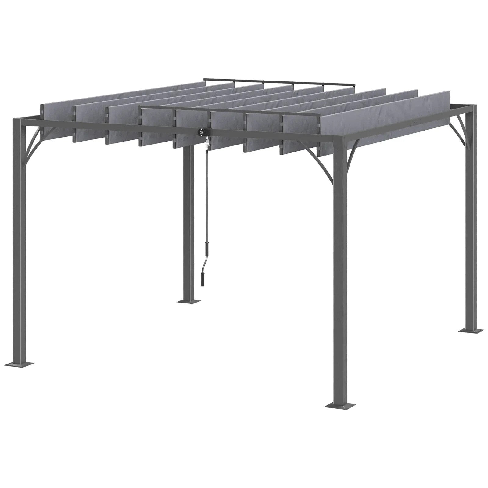 3x3m Outdoor Pergola with Retractable Roof Grey Aluminium Patio Gazebo Canopy - Home and Garden Furniture Shop - rustic - furniture