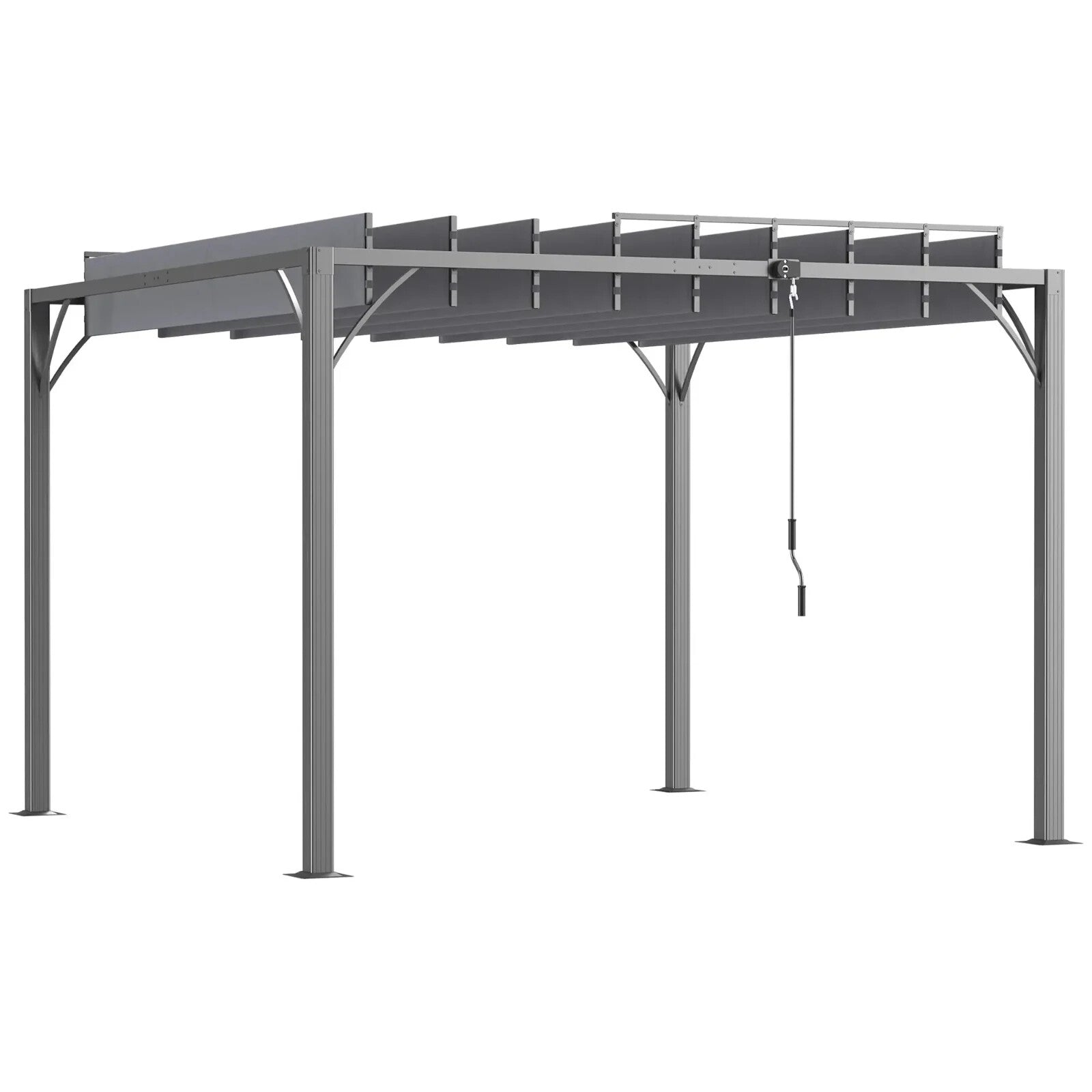 3x3m Outdoor Pergola with Retractable Roof Grey Aluminium Patio Gazebo Canopy - Home and Garden Furniture Shop - rustic - furniture