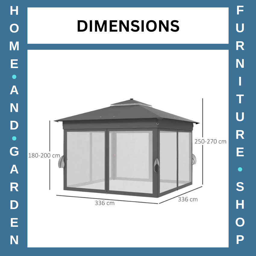 3x3m Pop Up Gazebo with Solar LED Lights Netting Curtain Patio Garden Party Tent - Home and Garden Furniture Shop - rustic - furniture