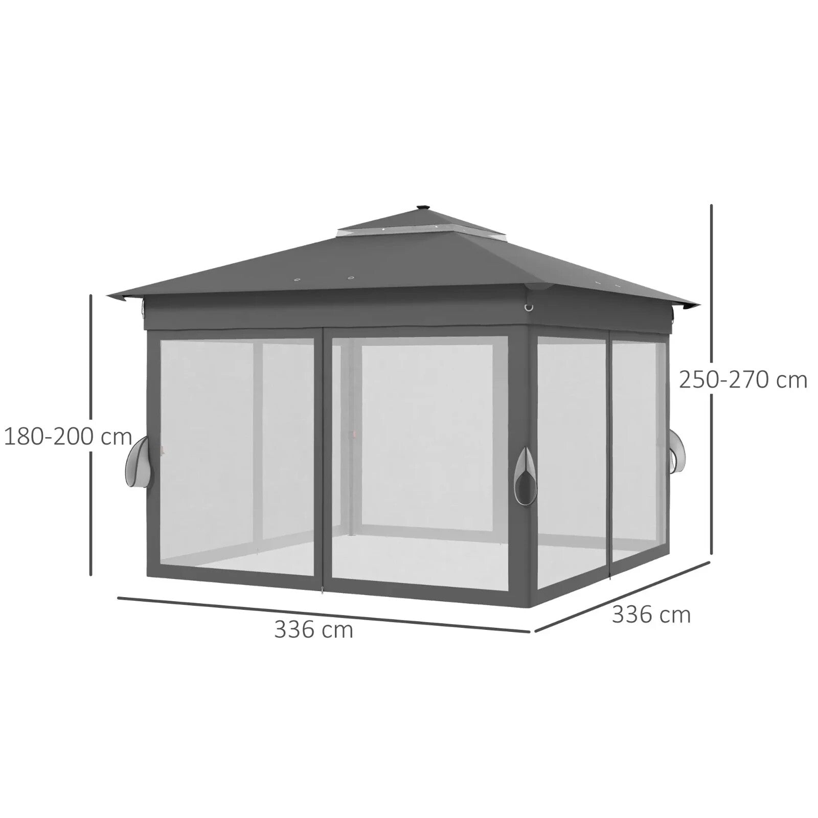 3x3m Pop Up Gazebo with Solar LED Lights Netting Curtain Patio Garden Party Tent - Home and Garden Furniture Shop - rustic - furniture