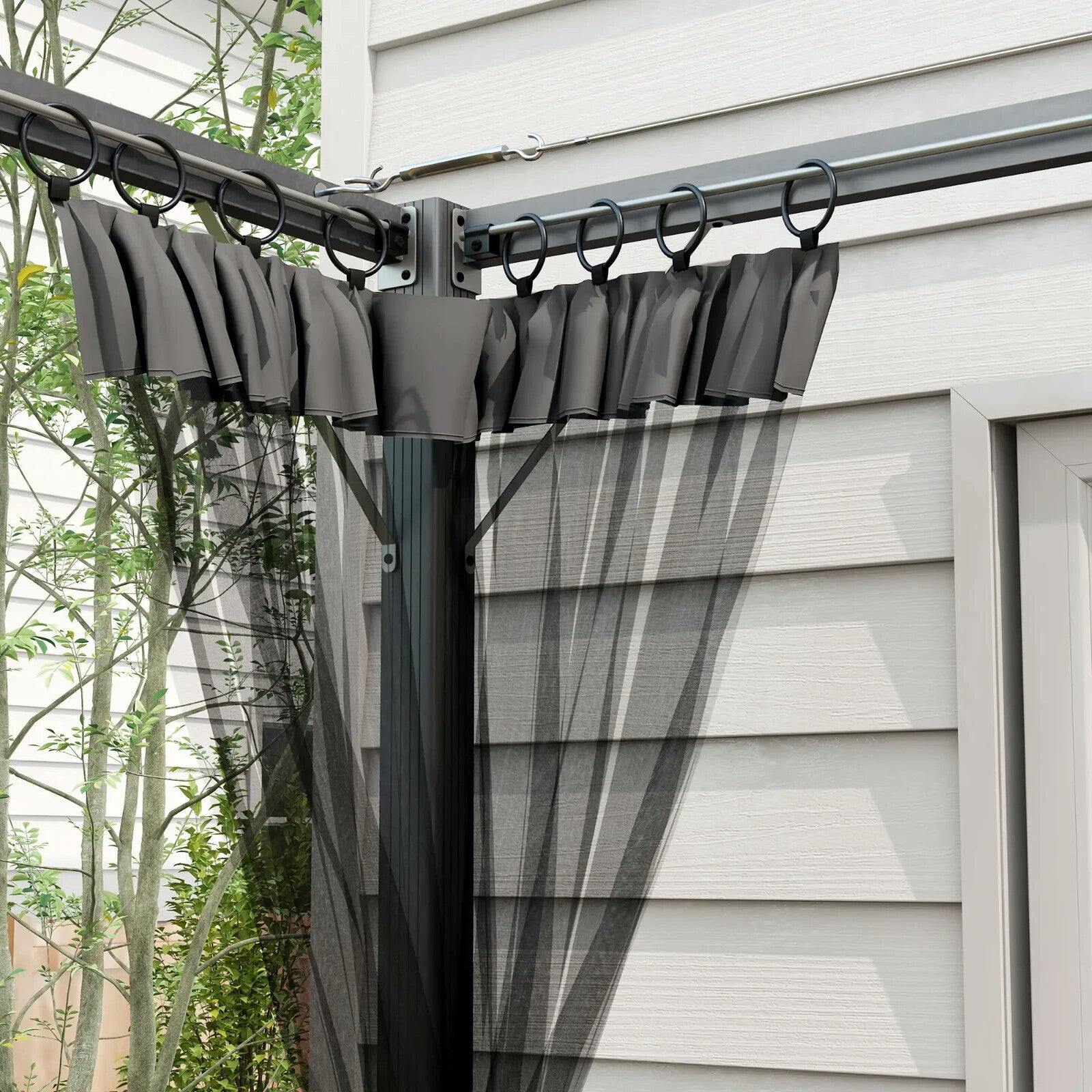 3x3m Retractable Pergola Gazebo w/ Netting Garden Shelter Canopy for Patio Deck - Home and Garden Furniture Shop - rustic - furniture