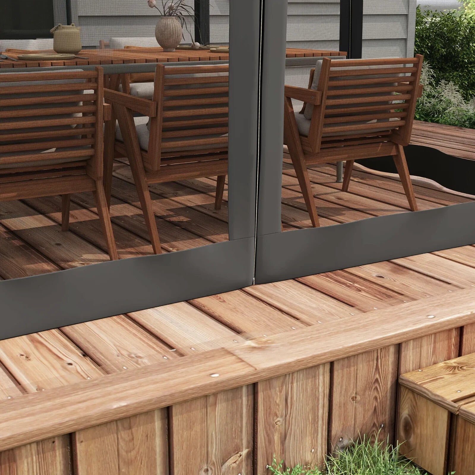 3x3m Retractable Pergola Gazebo w/ Netting Garden Shelter Canopy for Patio Deck - Home and Garden Furniture Shop - rustic - furniture