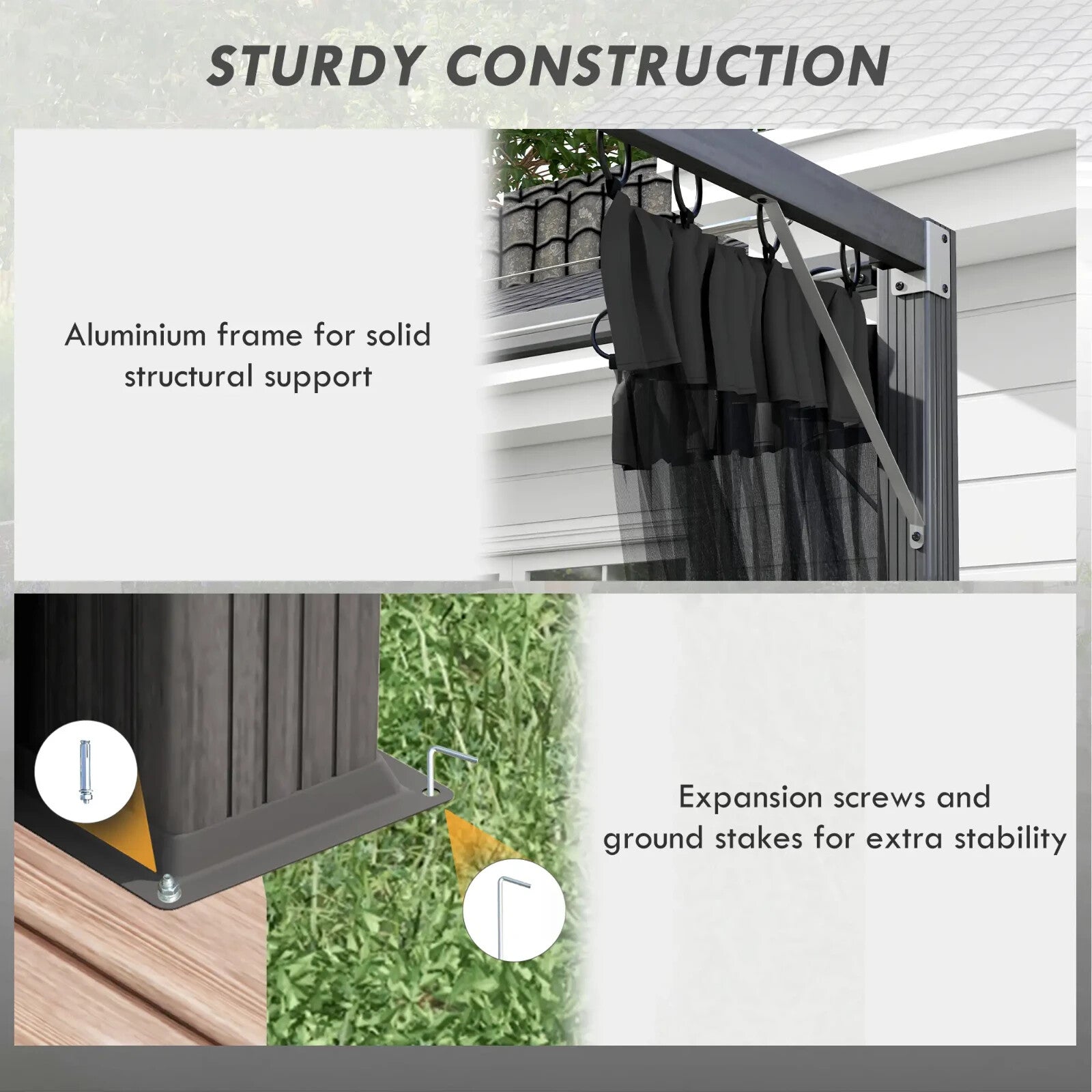 3x3m Retractable Pergola Gazebo w/ Netting Garden Shelter Canopy for Patio Deck - Home and Garden Furniture Shop - rustic - furniture