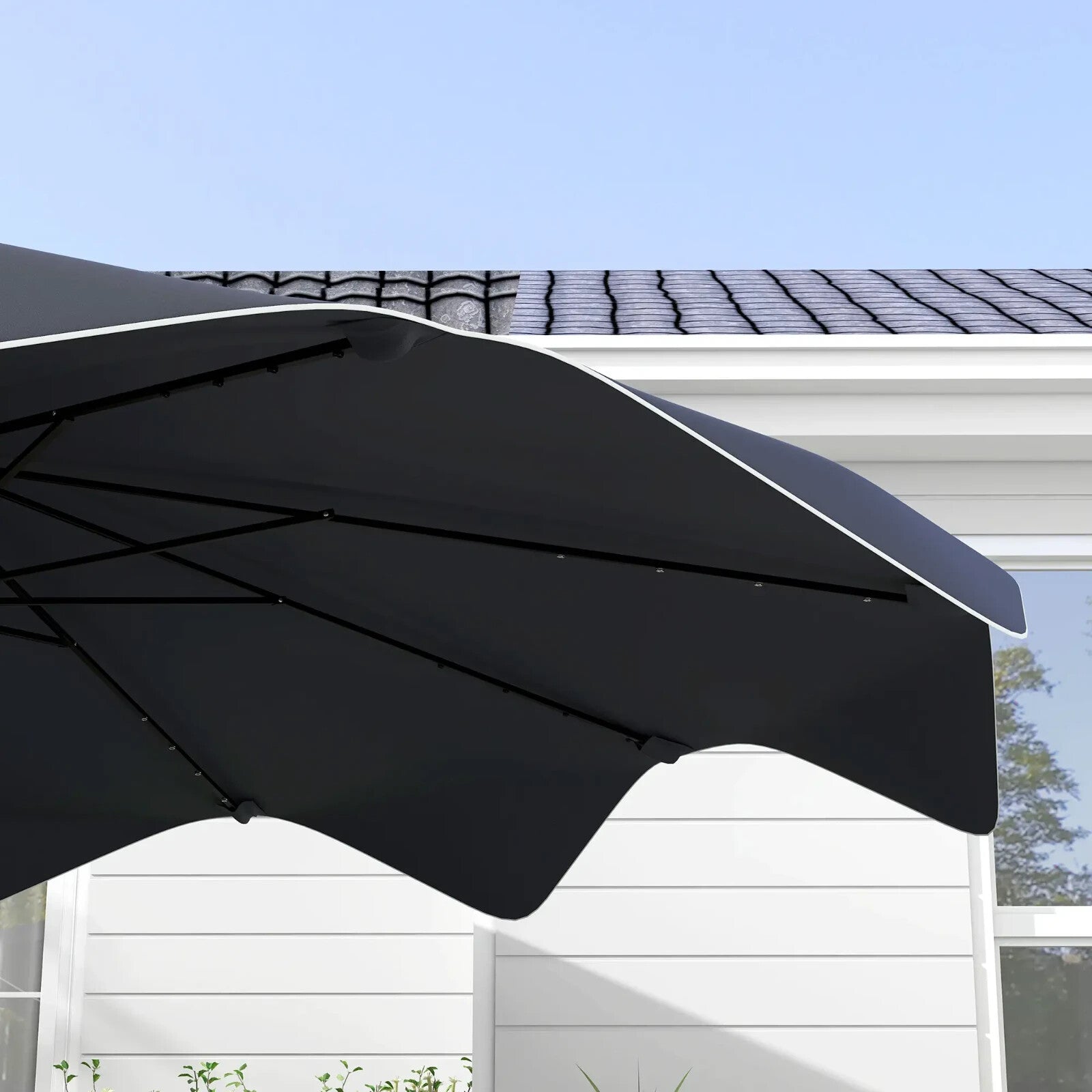 3x3m Solar LED Garden Parasol Patio Umbrella Outdoor Tilt Crank Sun Shade Grey - Home and Garden Furniture Shop - rustic - furniture