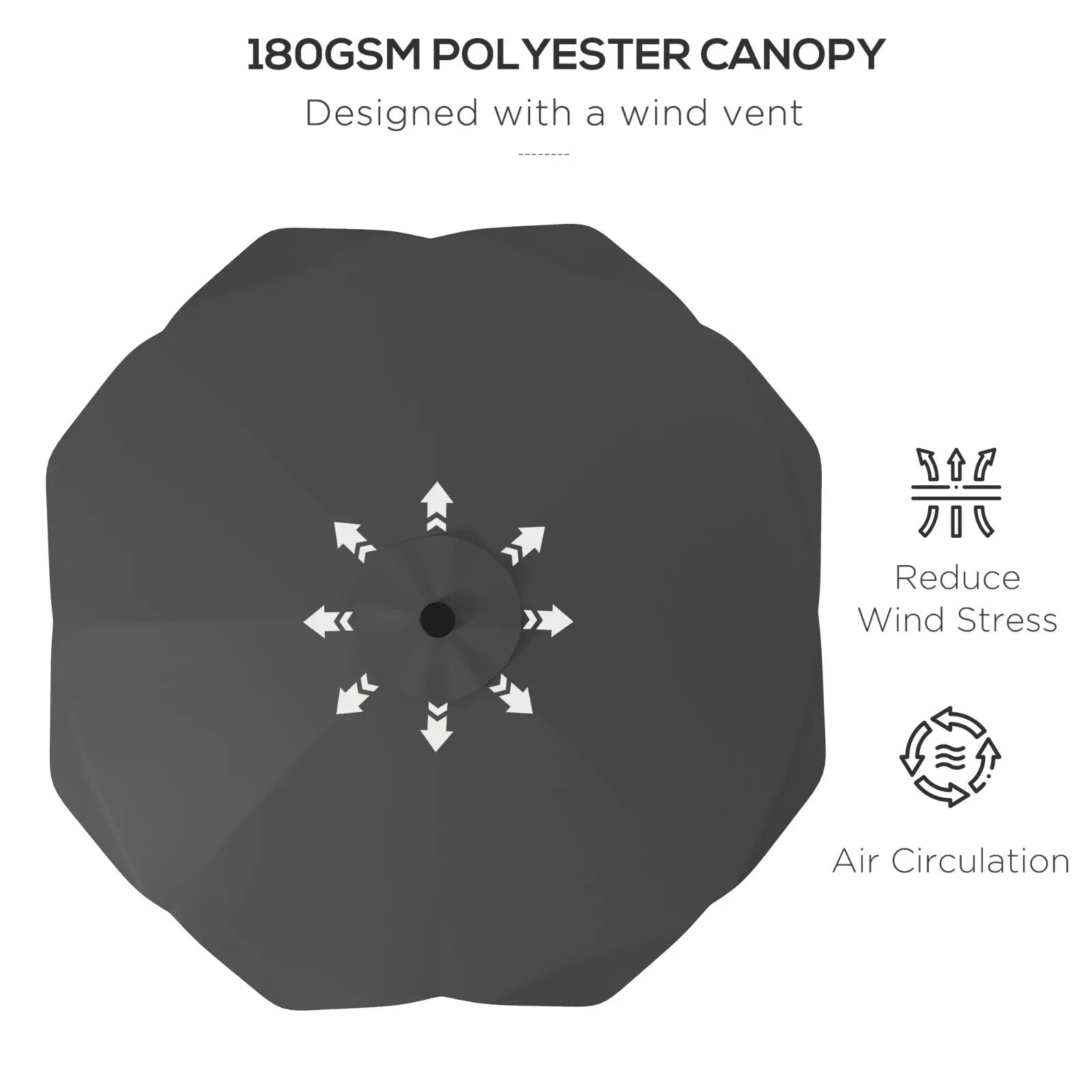3x3m Solar LED Garden Parasol Patio Umbrella Outdoor Tilt Crank Sun Shade Grey - Home and Garden Furniture Shop - rustic - furniture