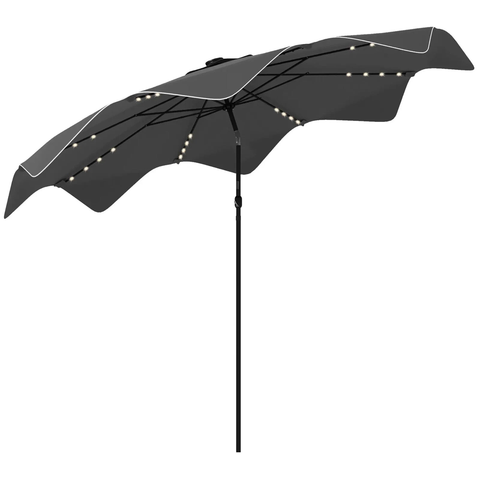 3x3m Solar LED Garden Parasol Patio Umbrella Outdoor Tilt Crank Sun Shade Grey - Home and Garden Furniture Shop - rustic - furniture