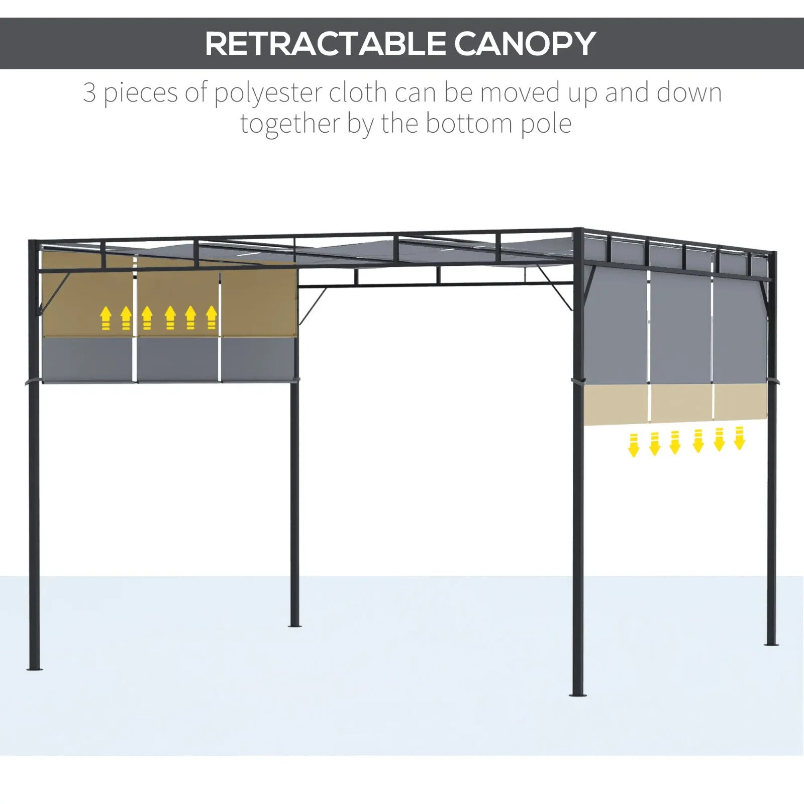 3x3m Steel Pergola Gazebo with Retractable Roof Canopy Garden Patio Shelter - Home and Garden Furniture Shop - rustic - furniture