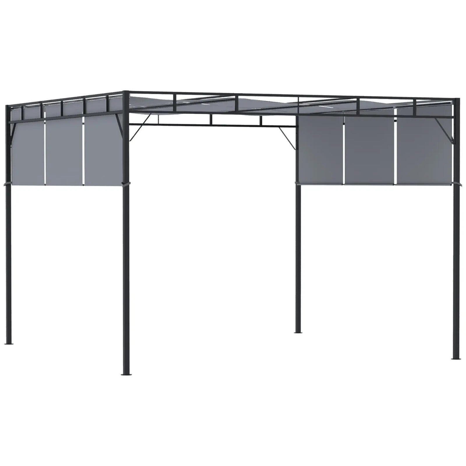 3x3m Steel Pergola Gazebo with Retractable Roof Canopy Garden Patio Shelter - Home and Garden Furniture Shop - rustic - furniture