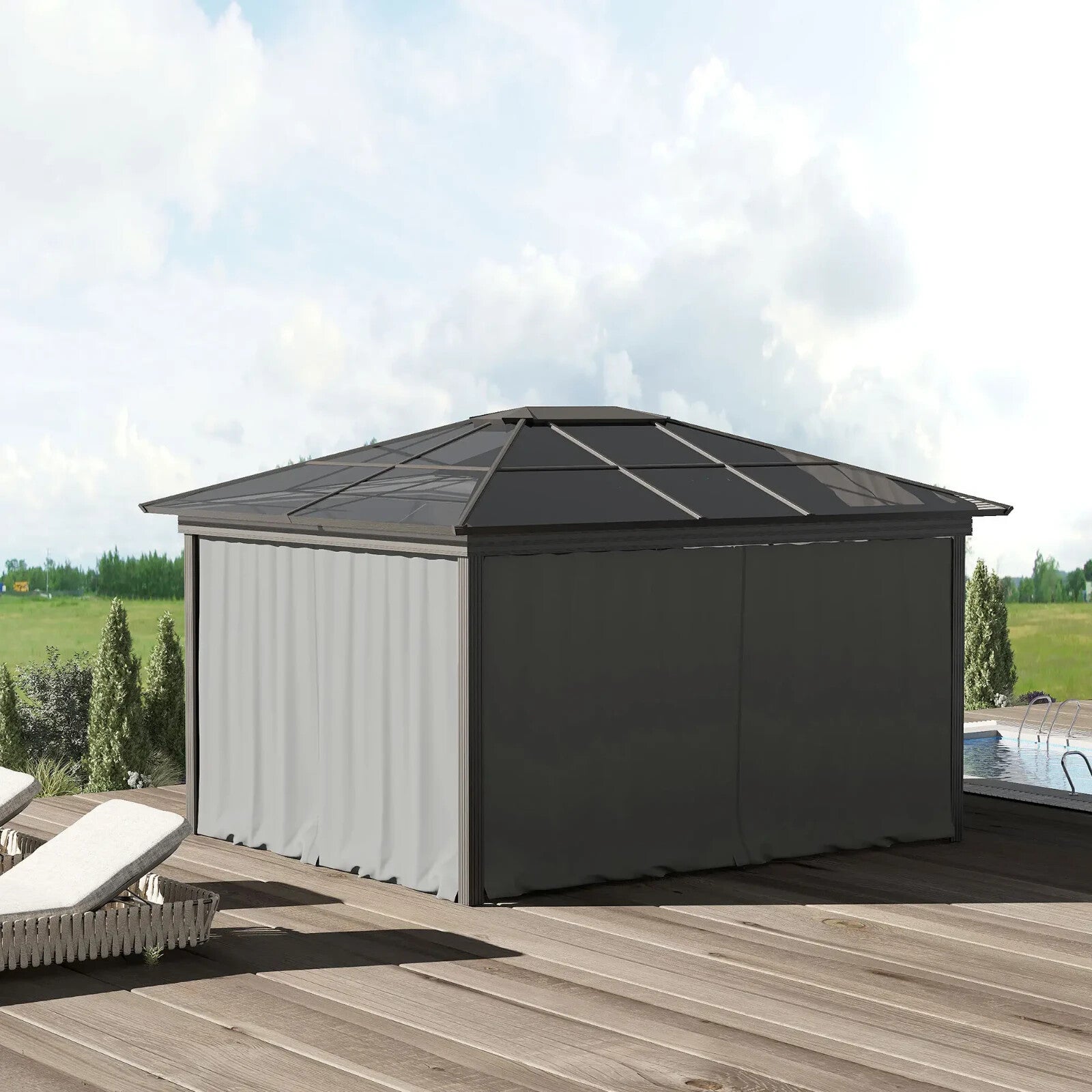 3x3m Universal Gazebo Sidewall Set with 4 Panels & Hooks for Pergola & Cabana - Home and Garden Furniture Shop - rustic - furniture