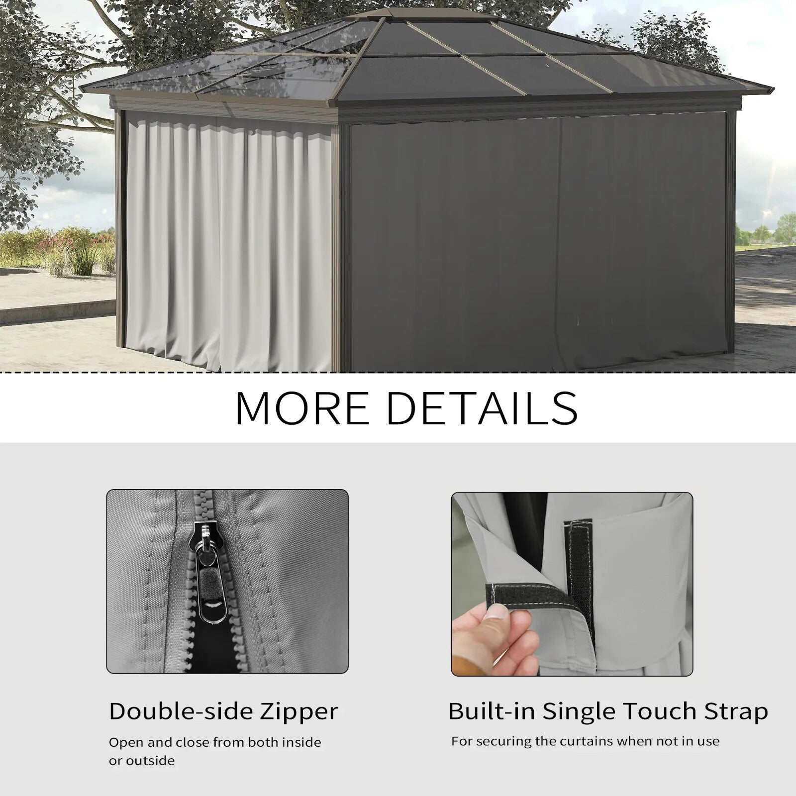 3x3m Universal Gazebo Sidewall Set with 4 Panels & Hooks for Pergola & Cabana - Home and Garden Furniture Shop - rustic - furniture
