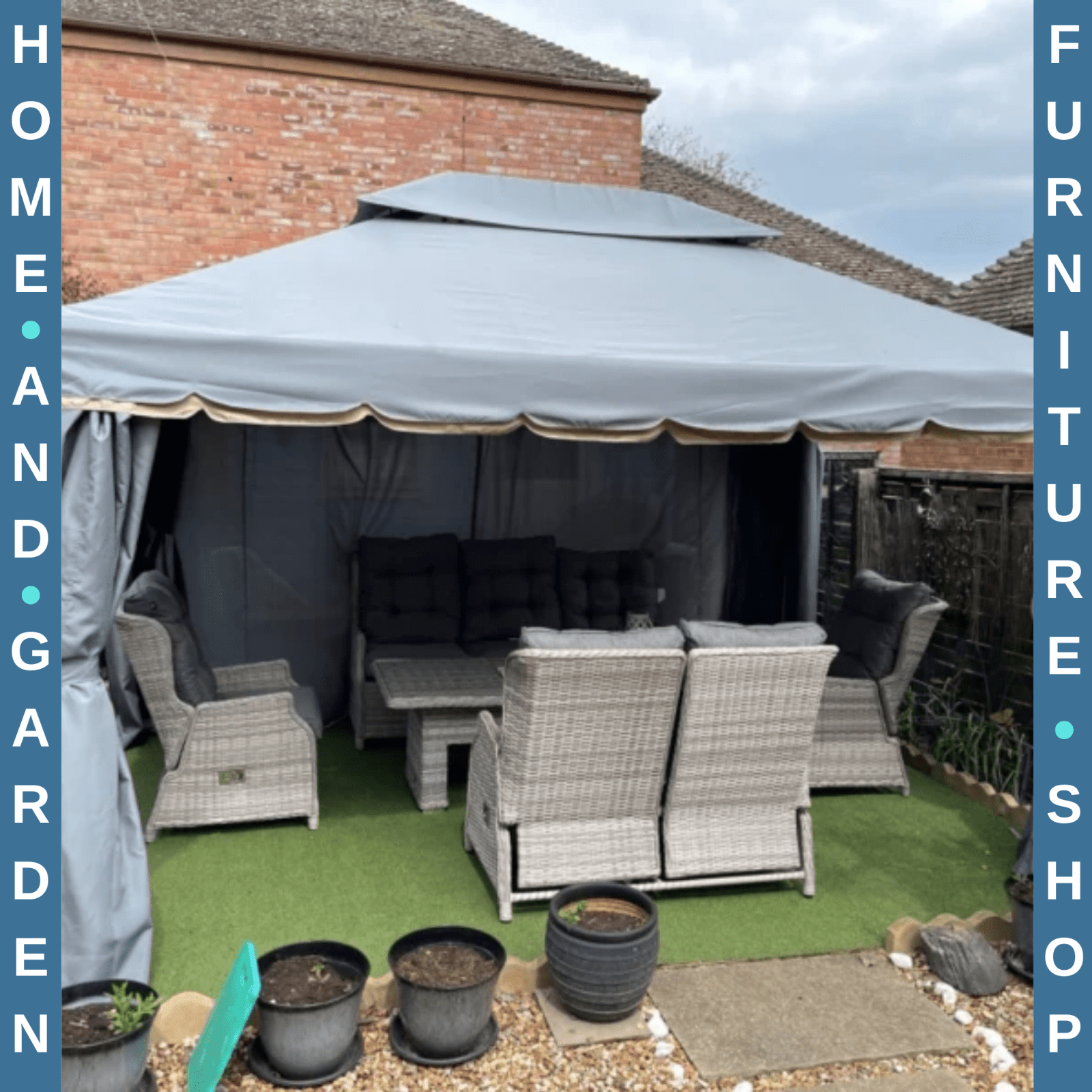 3x4m Aluminium Garden Gazebo Marquee Canopy Tent Netting Patio Party Pavilion - Home and Garden Furniture Shop - rustic - furniture
