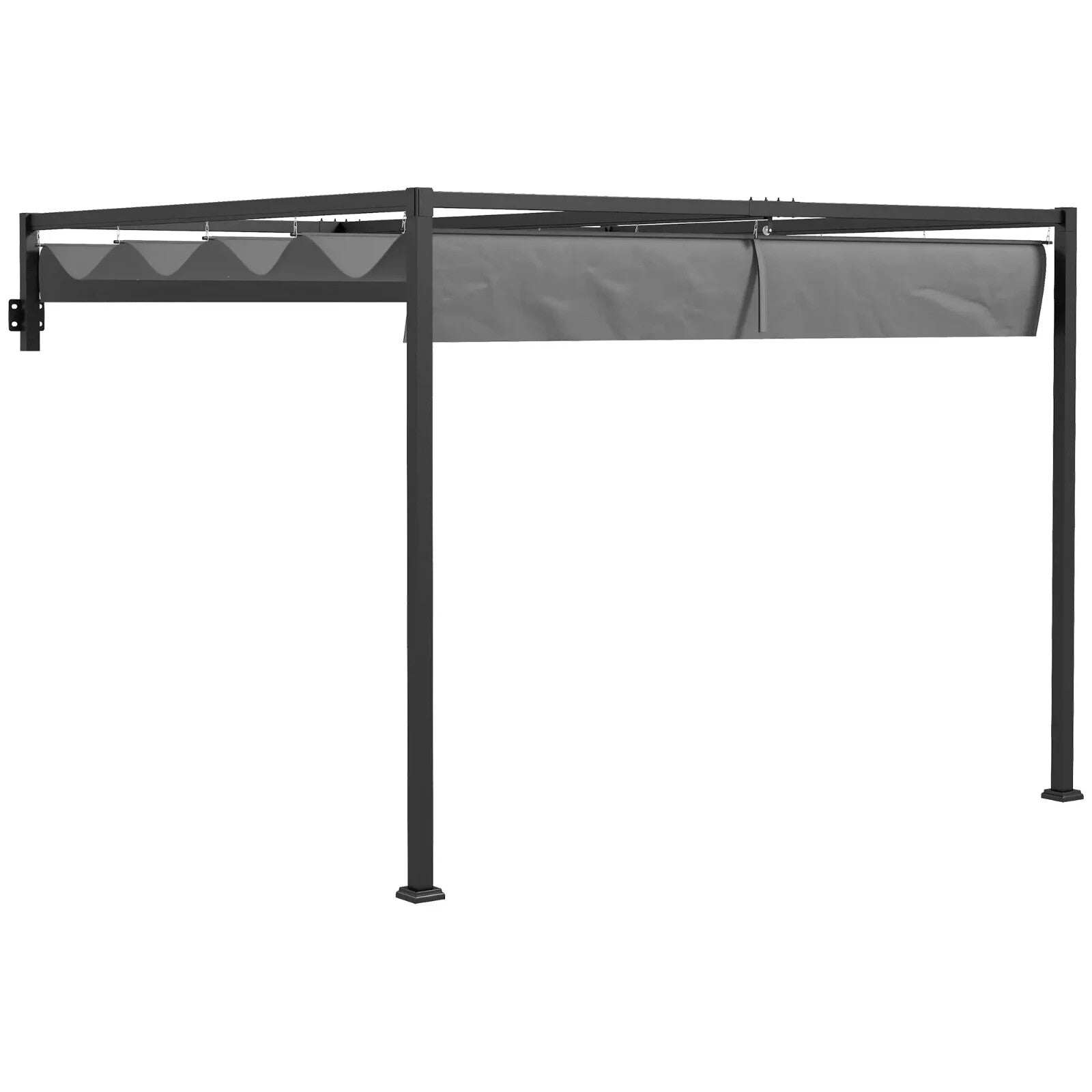 3x4m Lean To Pergola with Retractable Roof Metal Patio Canopy for Deck Shelter - Home and Garden Furniture Shop - rustic - furniture