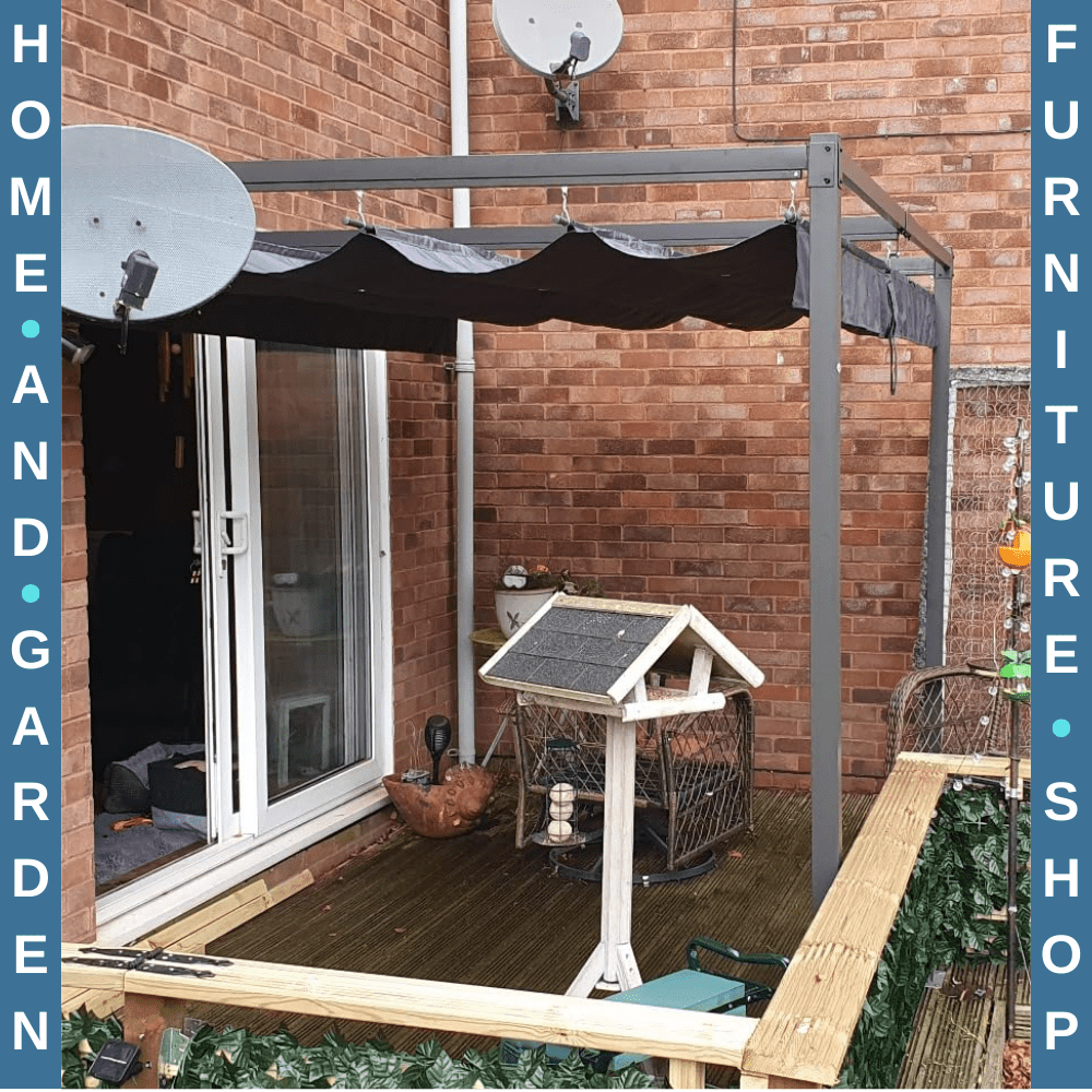 3x4m Lean To Pergola with Retractable Roof Metal Patio Canopy for Deck Shelter - Home and Garden Furniture Shop - rustic - furniture