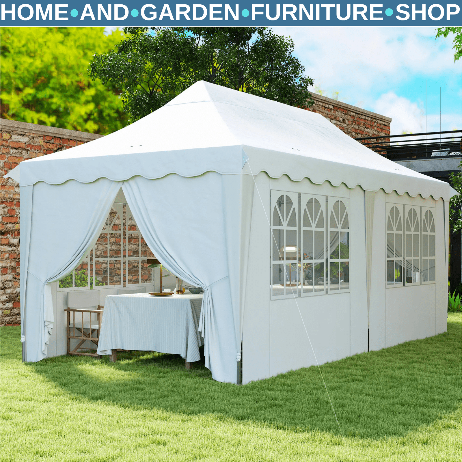 3x6m Garden Pop - Up Gazebo with Sides and Carry Bag - UPF50+ Outdoor Event Tent - Home and Garden Furniture Shop - #rustic - furniture#