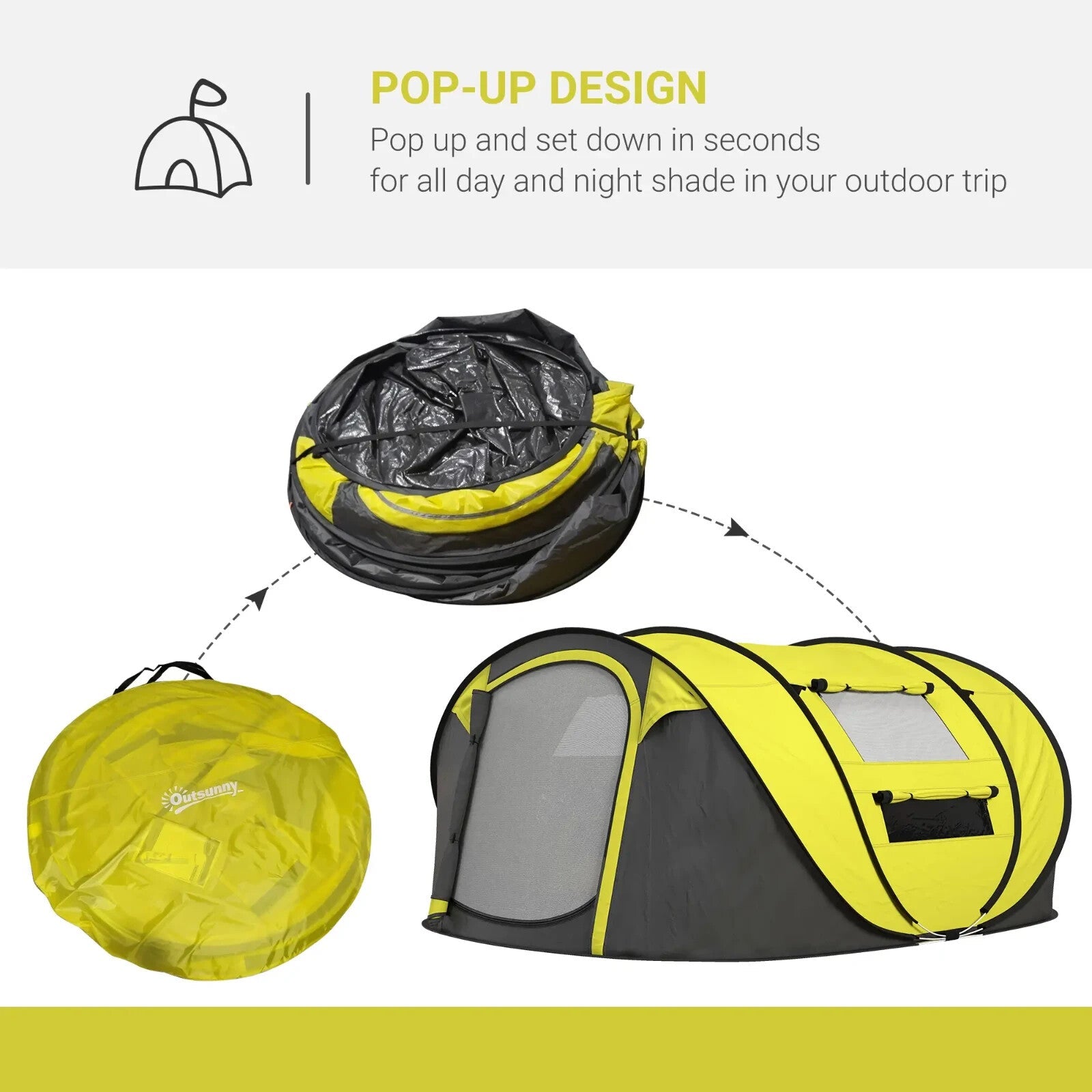 4 - 5 Person Waterproof Pop Up Camping Tent w/ Mesh Windows & Carry Bag for Family - Home and Garden Furniture Shop - rustic - furniture