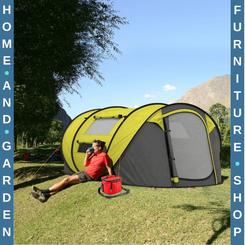 4 - 5 Person Waterproof Pop Up Camping Tent w/ Mesh Windows & Carry Bag for Family - Home and Garden Furniture Shop - rustic - furniture