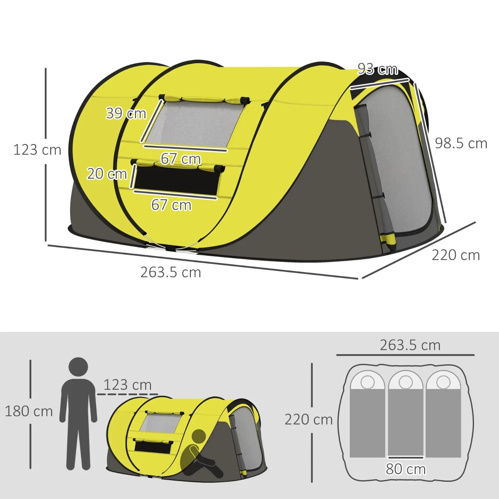 4 - 5 Person Waterproof Pop Up Camping Tent w/ Mesh Windows & Carry Bag for Family - Home and Garden Furniture Shop - rustic - furniture