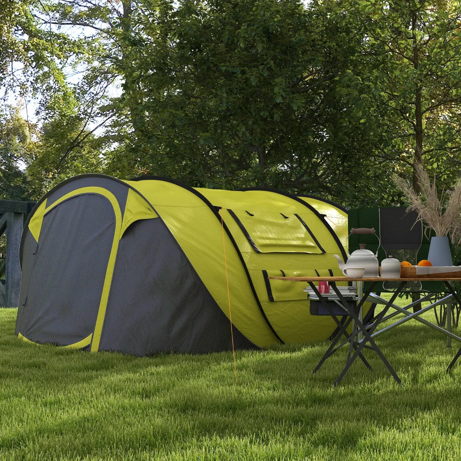 4 - 5 Person Waterproof Pop Up Camping Tent w/ Mesh Windows & Carry Bag for Family - Home and Garden Furniture Shop - rustic - furniture