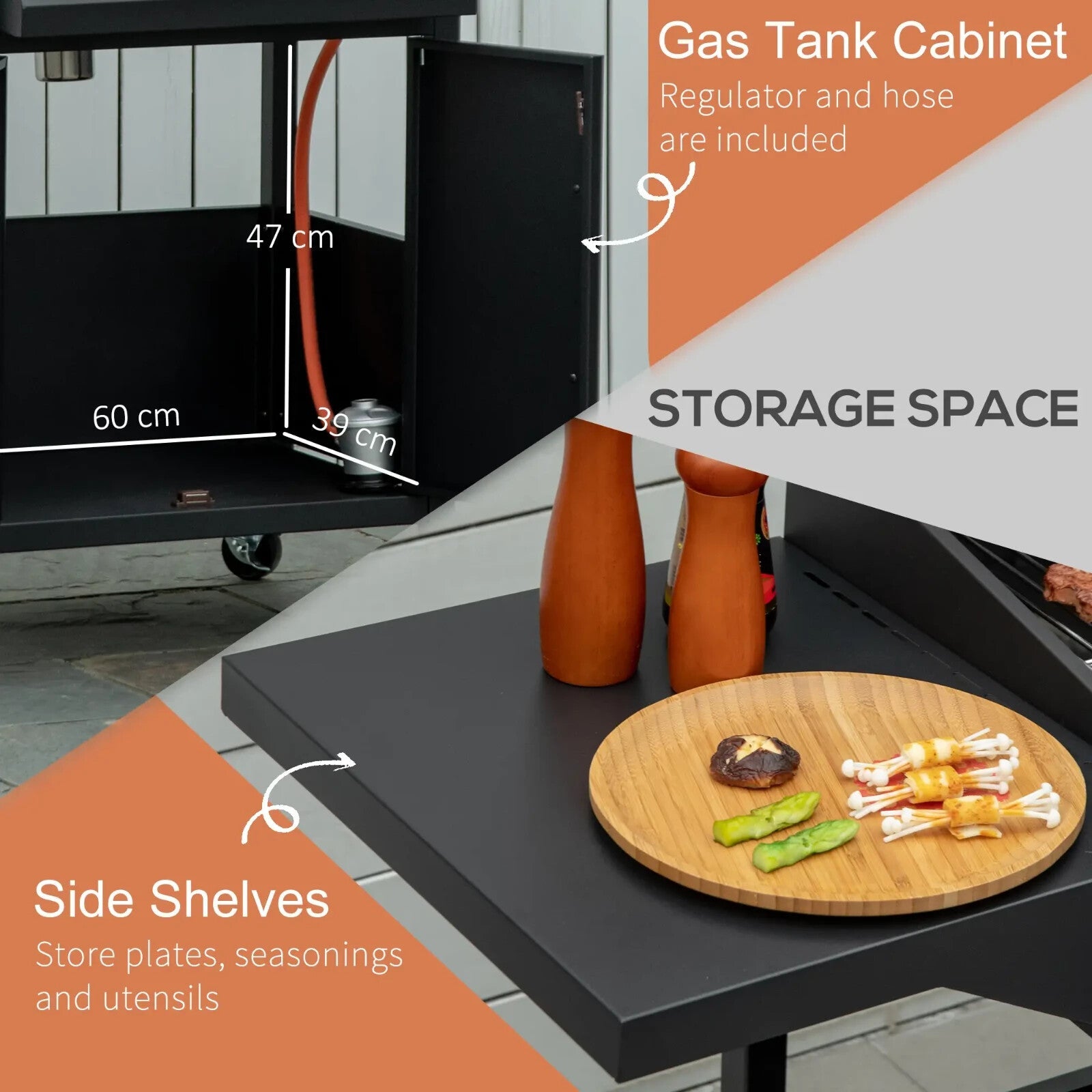 4 Burner Gas BBQ Grill with Trolley Storage Warming Rack Outdoor Barbecue Shelve - Home and Garden Furniture Shop - rustic - furniture