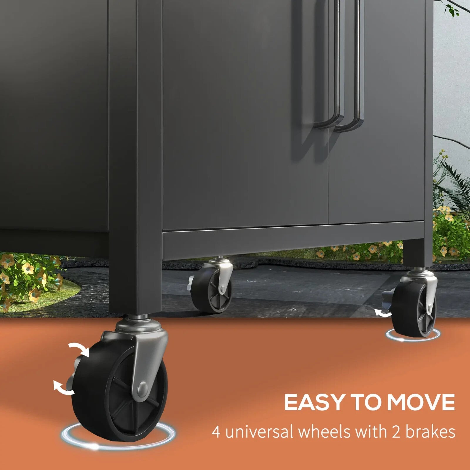 4 Burner Gas BBQ Grill with Trolley Storage Warming Rack Outdoor Barbecue Shelve - Home and Garden Furniture Shop - rustic - furniture